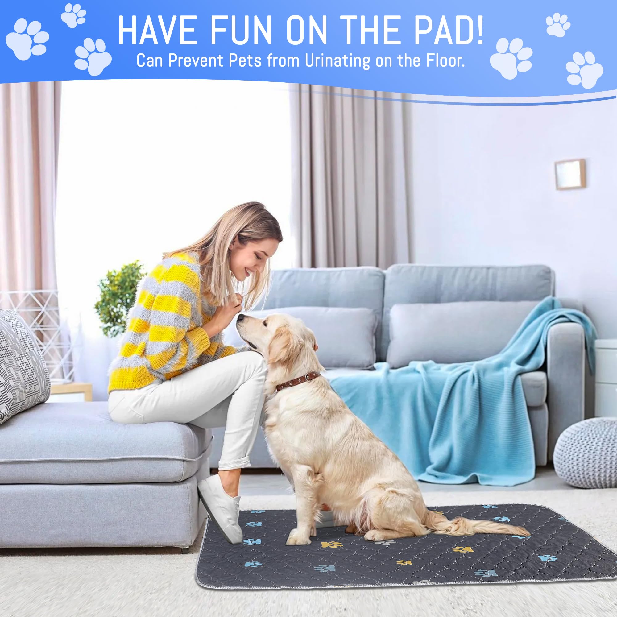 Aitmexcn Washable Puppy Dog Pee Pad, 100% Waterproof Whelping Training Mat For Puppy/Senior Dog, Fast Drying Reusable Puppy Pads For Indoor, Outdoor And Car Travel- 72'' X 72''- 1Pc