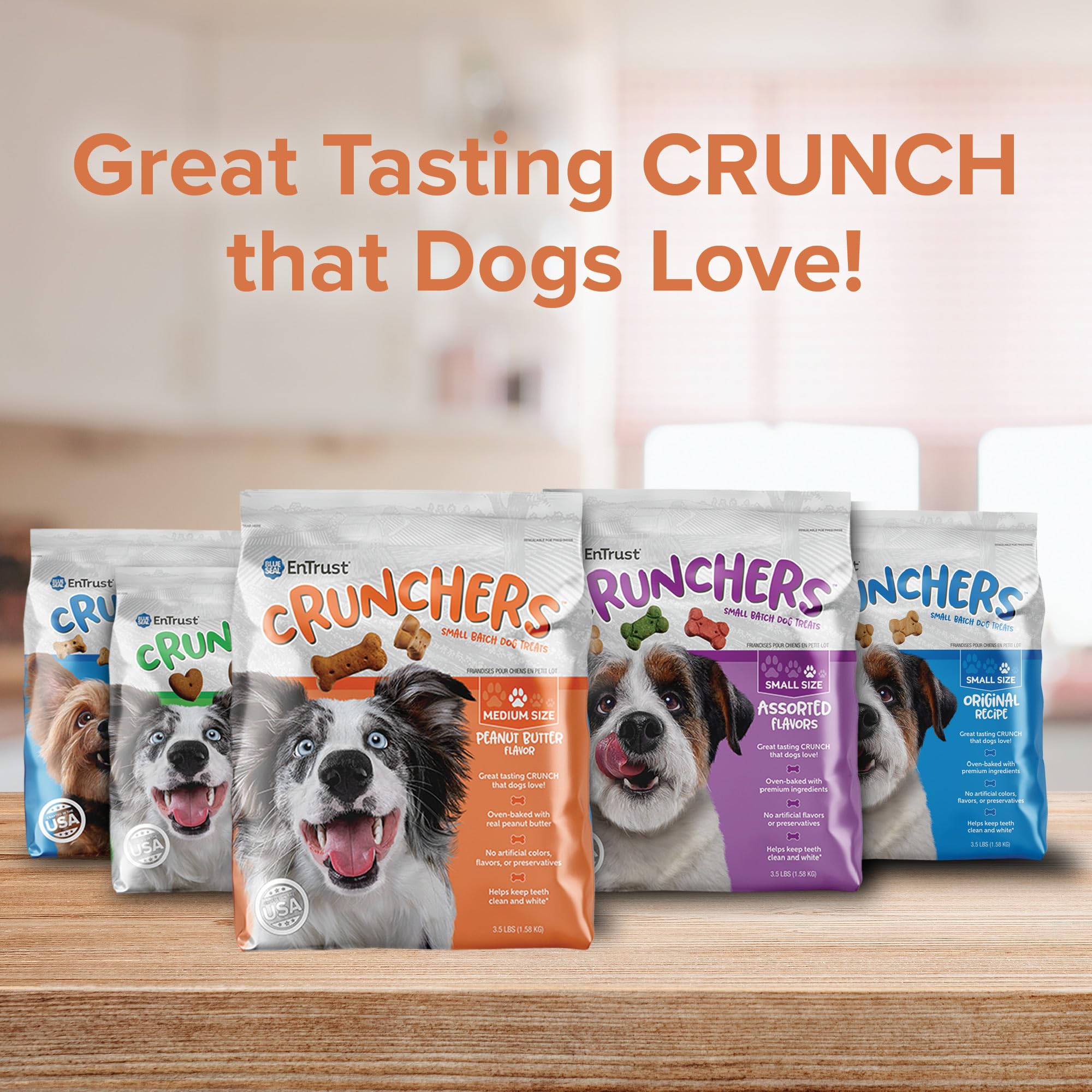 Blue Seal Kent Entrust Crunchers - Medium Dog Treats, Peanut Butter Flavor - Crunchy Oven Baked Biscuits with Premium Ingredient