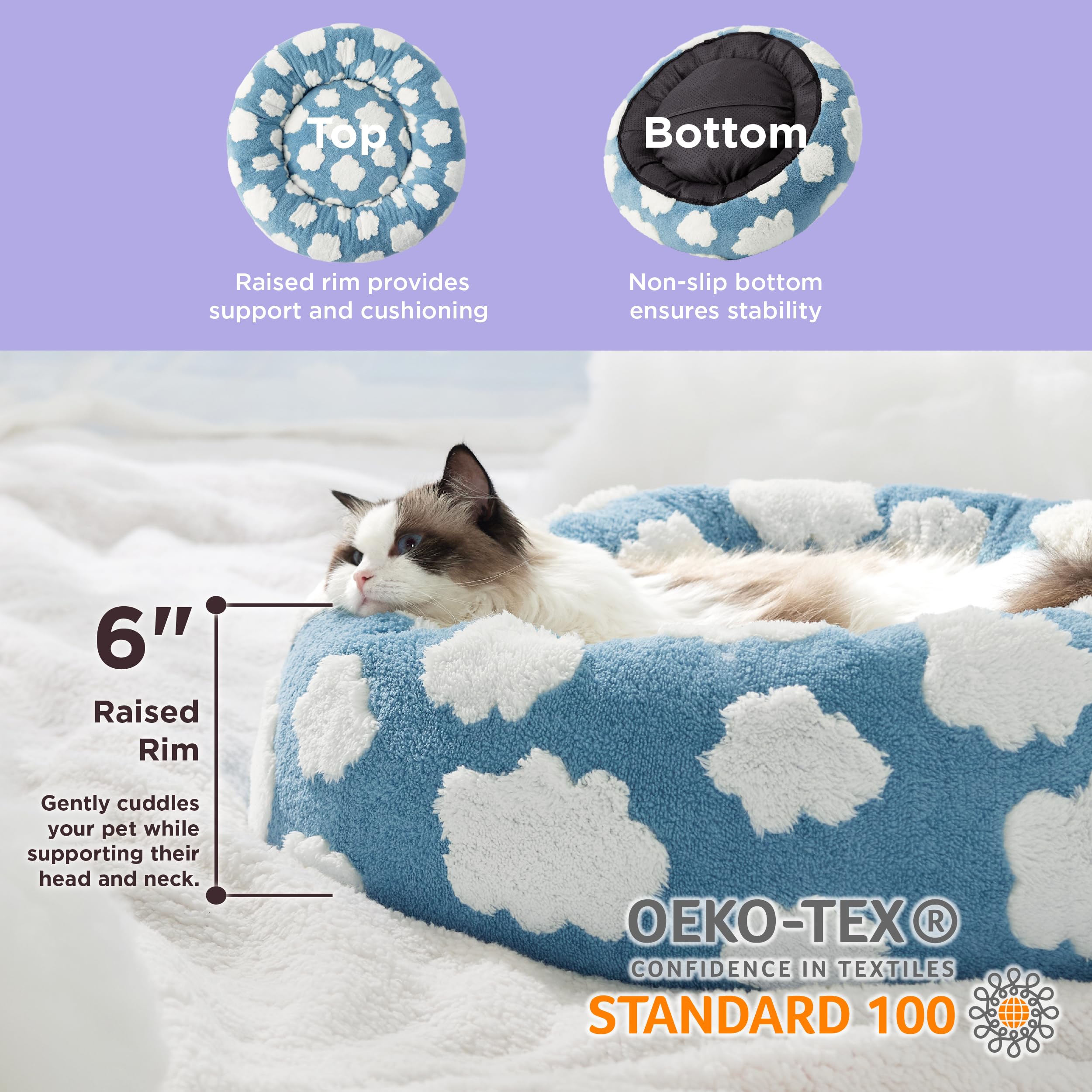 Lesure Donut Cat Beds For Indoor Cats - Small Round Dog Bed For Calming Pets With Washable Cover, Cute Modern Puppy Beds With Ja