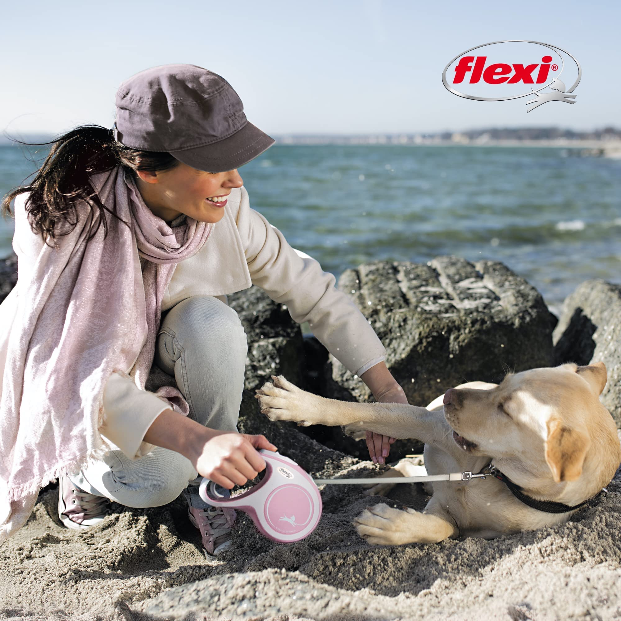 Flexi® New Comfort Retractable Dog Leash (Tape), Ergonomic, Durable And Tangle Free Pet Walking Leash For Dogs Up To 26 Lbs, 10 Ft, Extra Small, Pink/Rose