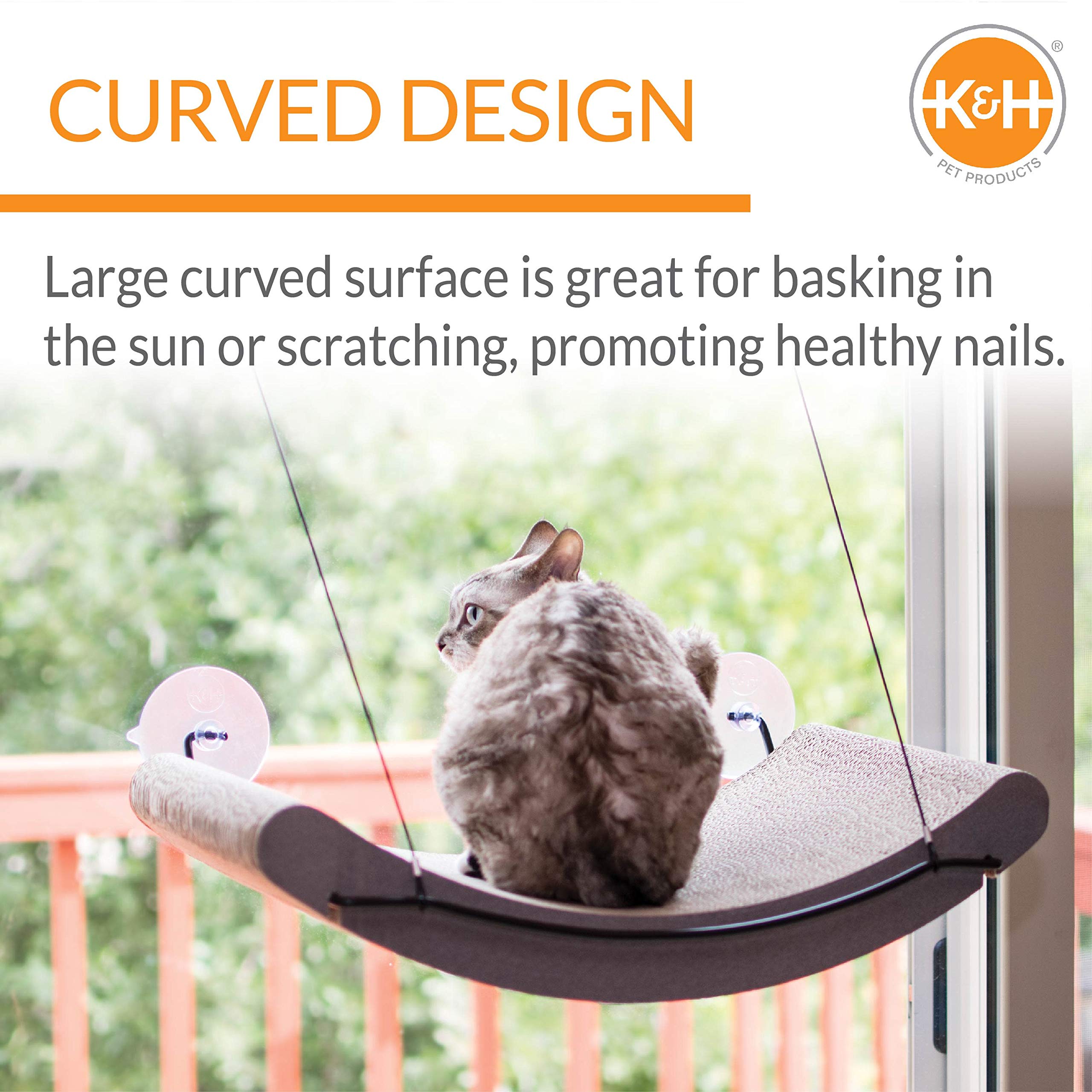 K&H Pet Products EZ Mount Cat Window Perch Kitty Sill Scratcher Cradle, Sturdy Window Perch for Large Cats, Steel Frame Scratche