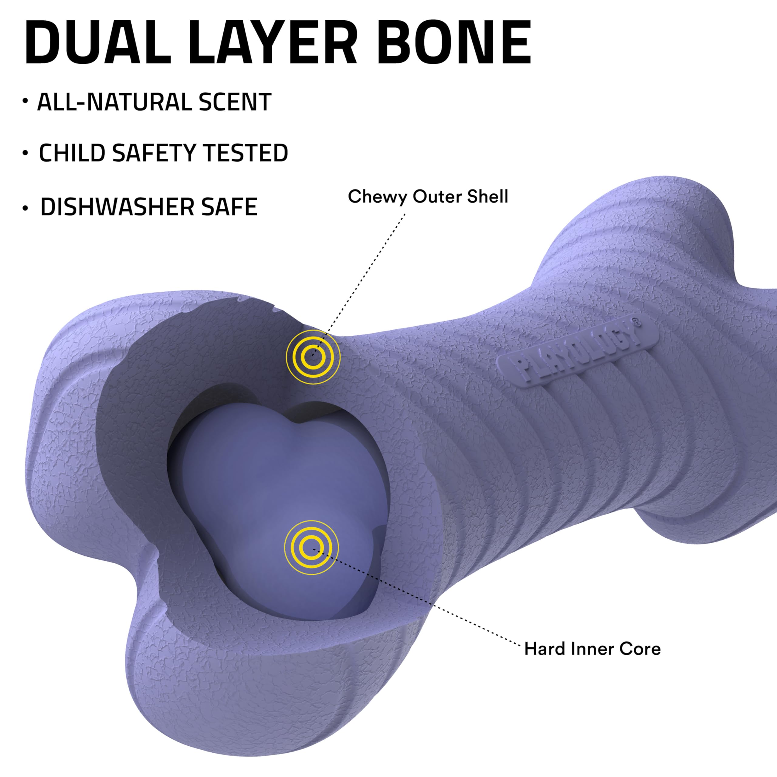 Playology Dog Toys | Dual Layer Bone Durable Chew Toy Bone for Dogs | Jumbo Blueberry Scented Toy - Easy to Clean and Made from