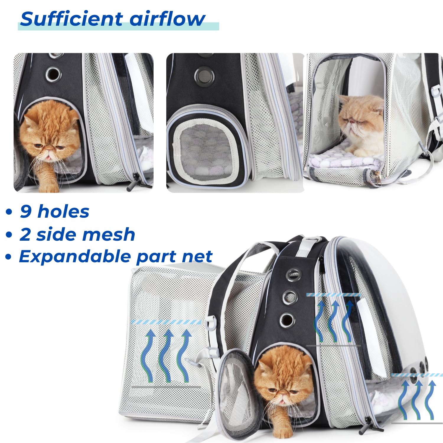 Lollimeow Cat Carrier Backpack, Bubble Dual Expandable Backpack Carrier, Pets And Small Dogs,Airline-Approved, Designed For Trav