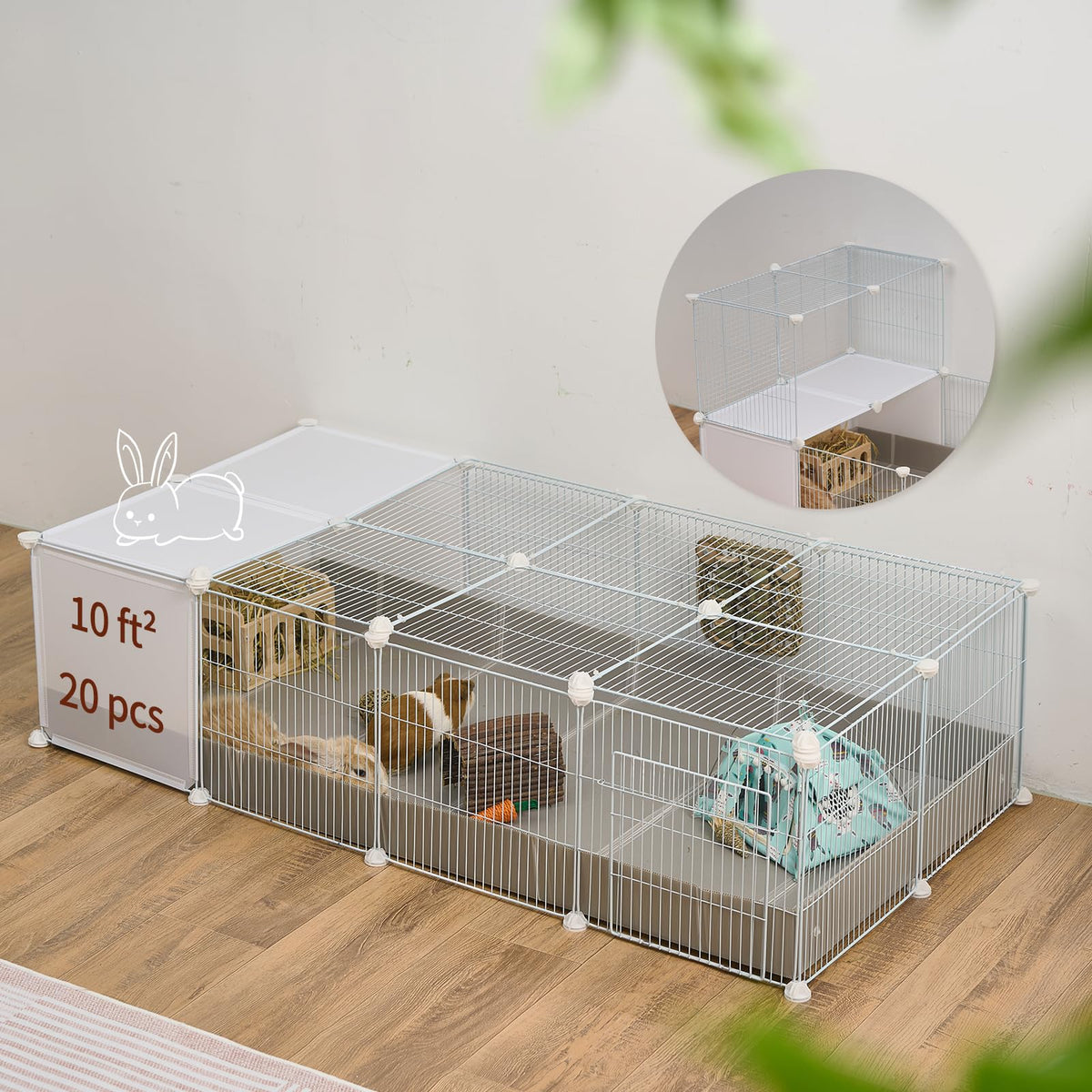 Guinea Pig Cages With Lid & Liner 10Ft Cnc Small Animal Playpen Indoor Rabbit Bunny Cage Large Critter Loft Habitat Hedgehog Pet
