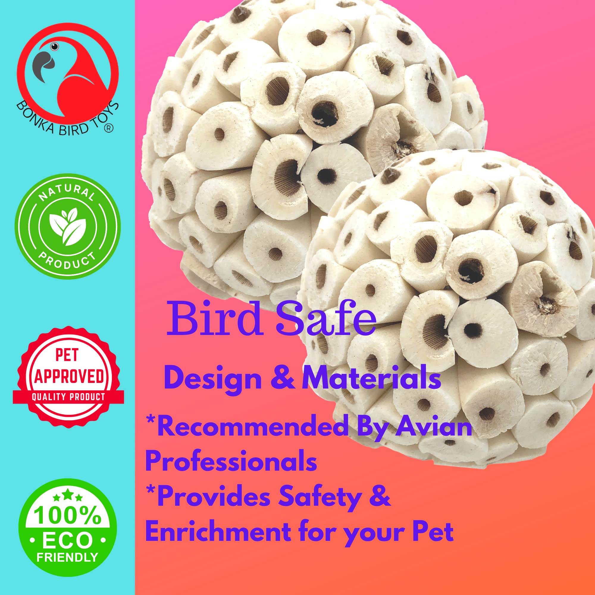 Bonka Bird Toys, Sola Atta Ball Bird Toys (Pack Of 2)