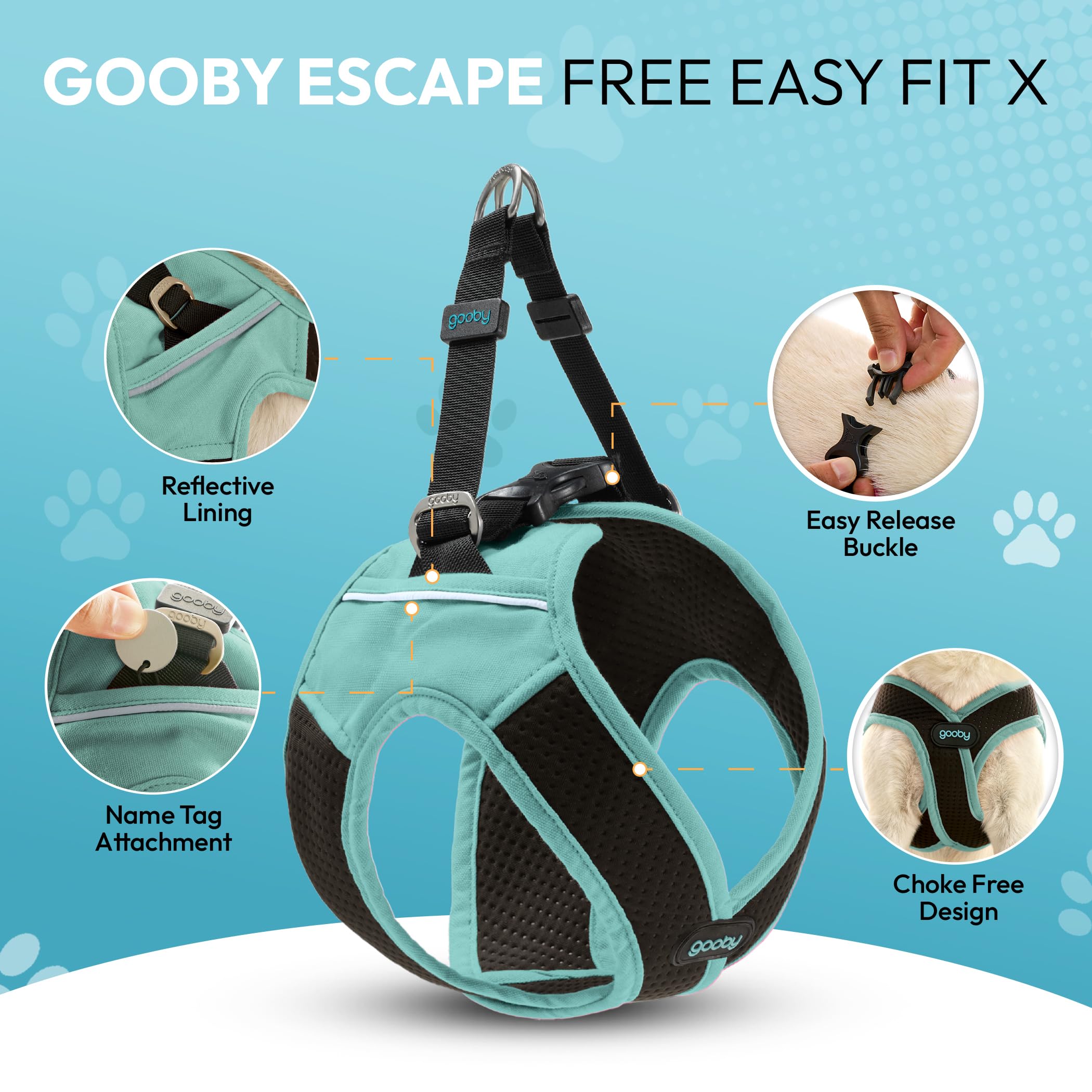 Gooby Escape Free Easy Fit X In Dog Harness - Seattle Blue, Medium