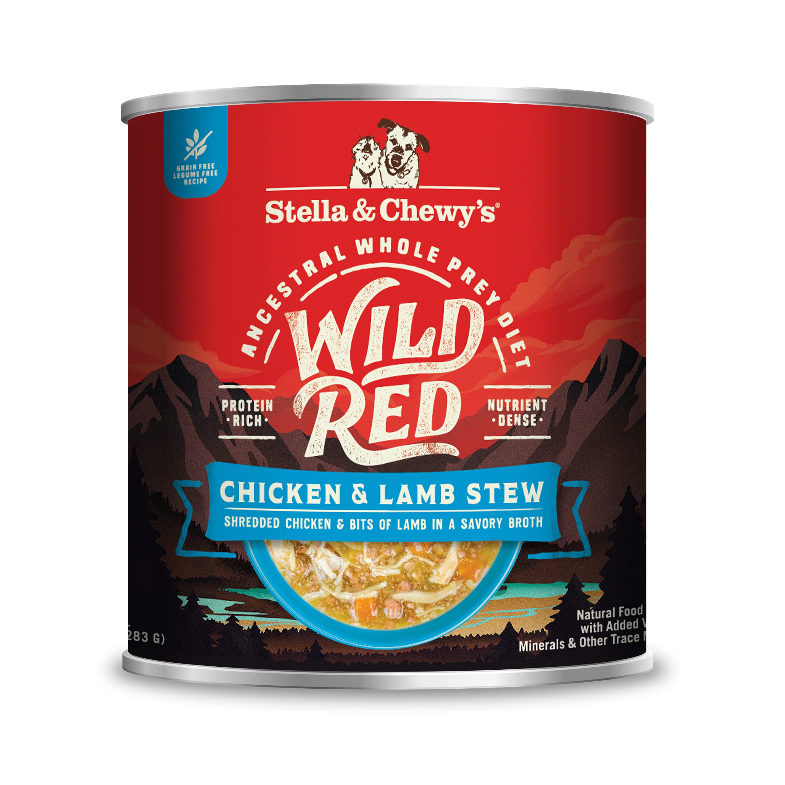 Stella & Chewys Wild Red Wet Dog Food - High Protein Chicken & Lamb Stew - Grain-Free Premium Recipe with 96% Animal Protein - 