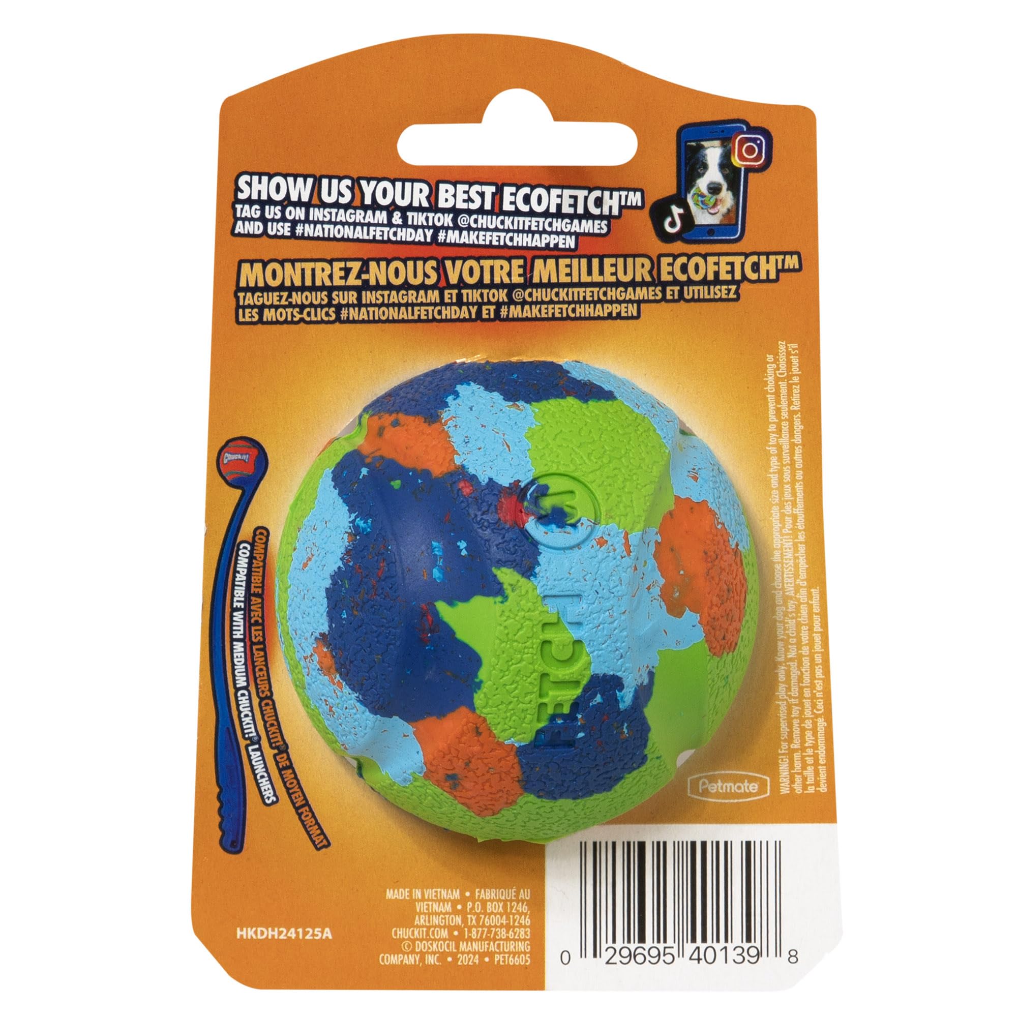Chuckit! EcoFetch Fetch Ball Dog Toy, Medium (2.5 Inch Diameter) Pack of 1, for Breeds 20-60 lbs