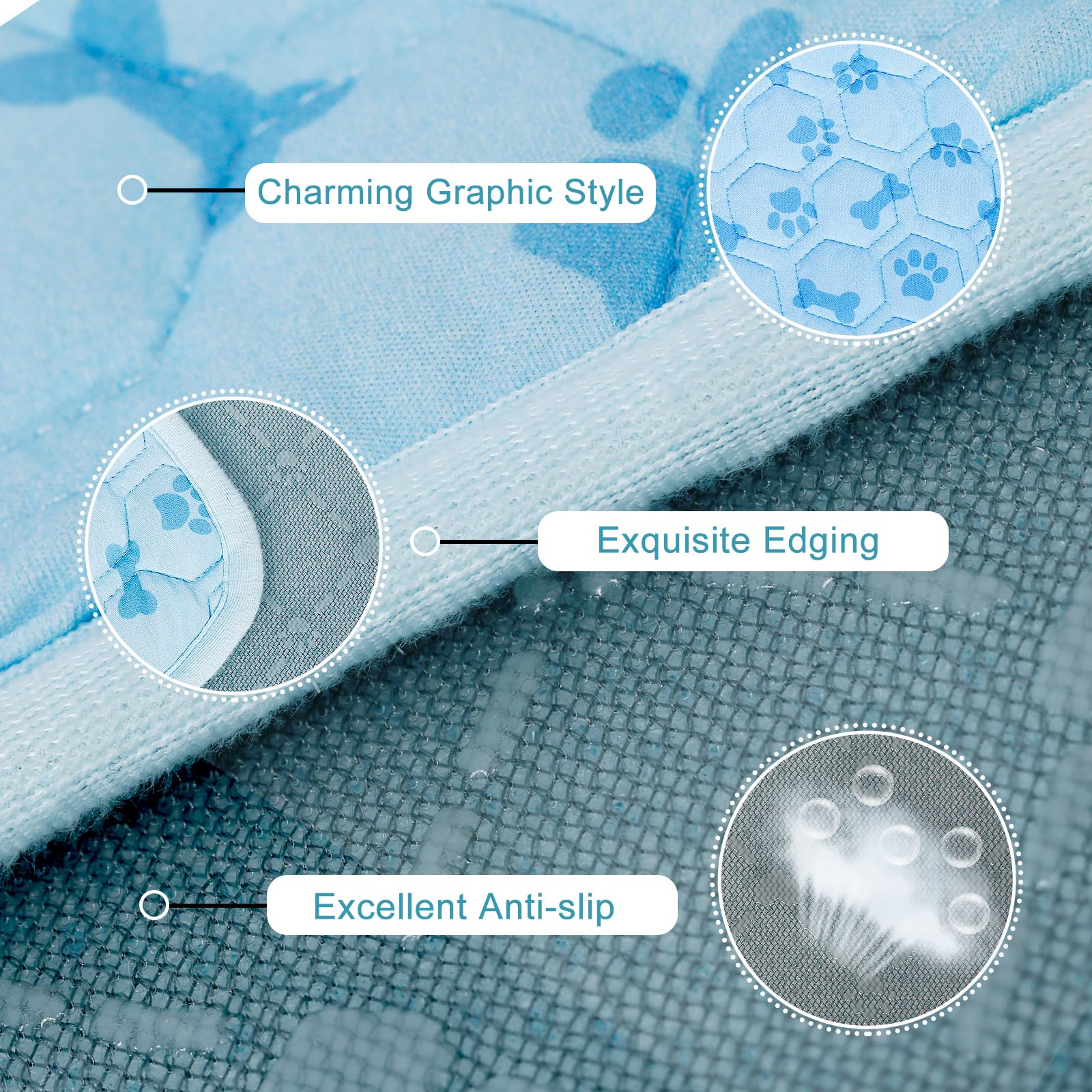 Yaogeg Upgraded Dog Cooling Mat Blue Ice Silk Cooling Mat For Dogs Cats Indoor/Outdoor Self Sleeping Kennel Pad,Washable & Porta