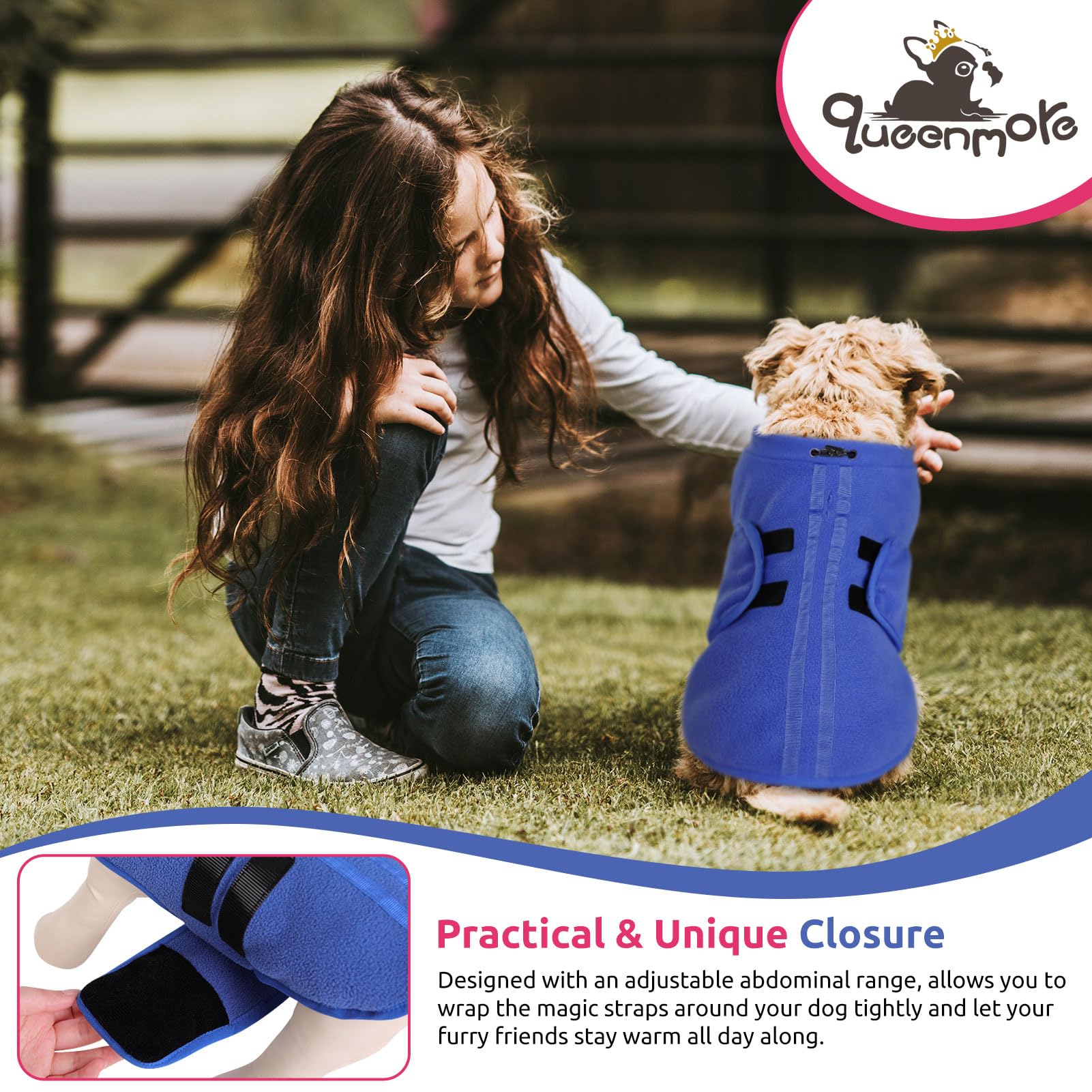 Queenmore Small Dog Sweater, Soft Fleece Vest Pullover Dog Jacket With Leash Hole, Warm Winter Dog Coats Cold Weather Doggy Dachshund Sweaters For Small Dogs Cats Boy Or Girl (Blue, Xs)