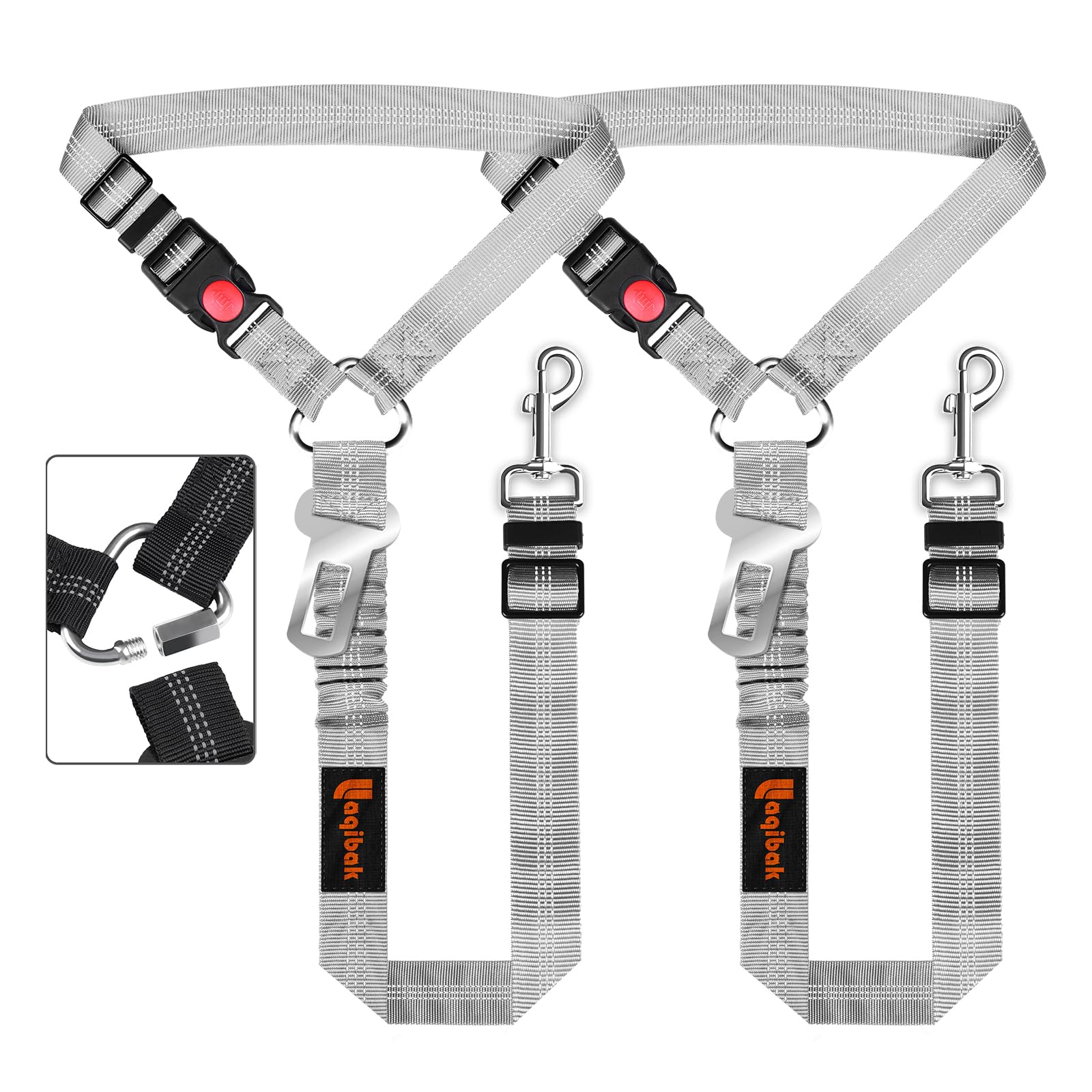 Removable Dog Seat Belt Harness For Car, 3 In 1 Pet Dog Car Seatbelt Leash, Retractable Restraint Secures To Vehicle Headrest & 