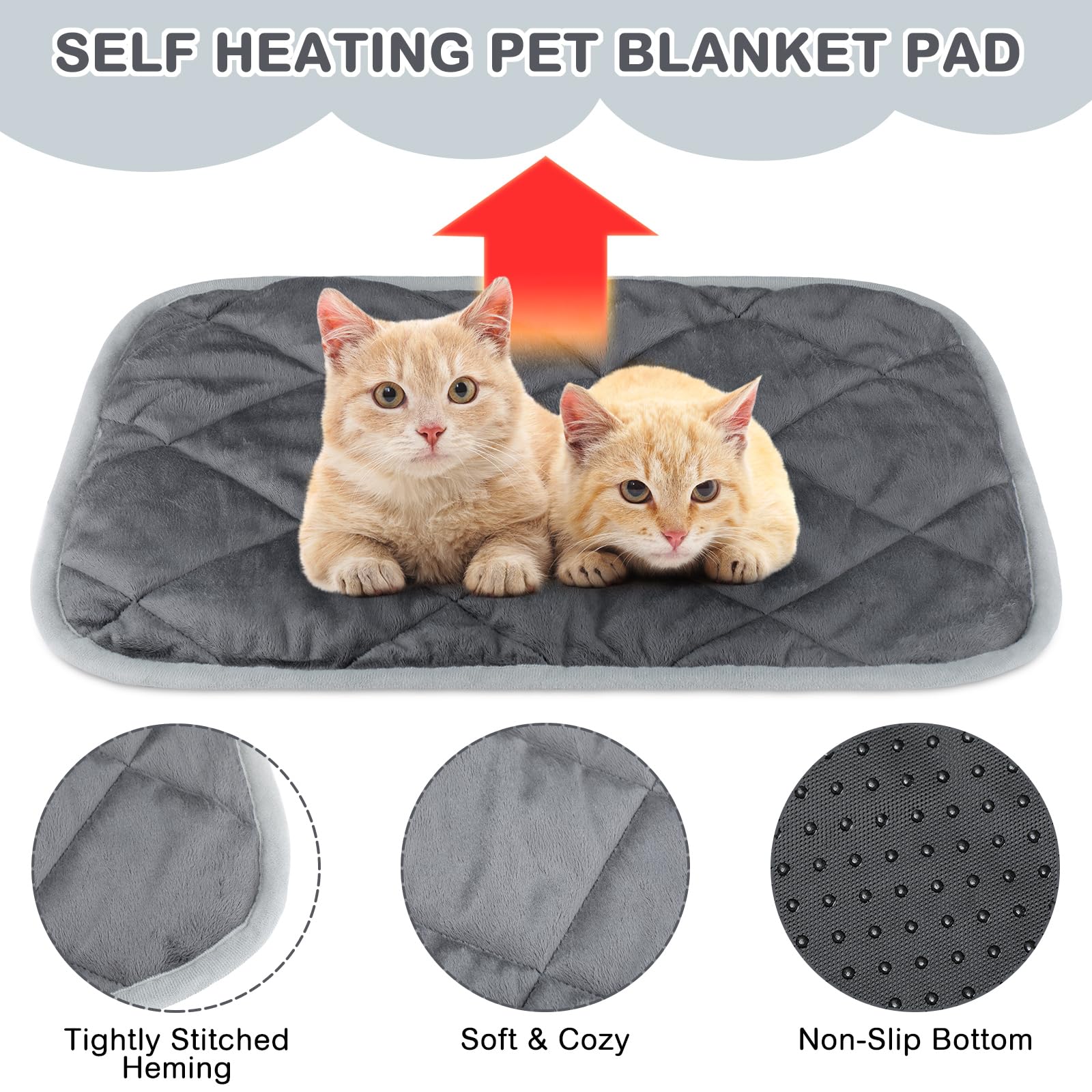 Clysee 8 Pack Self Heating Cat Mat Self Warming Cat Bed 20''X16'' Extra Warm Thermal Pet Bed Mat Reflects Body Heat Washable Dog