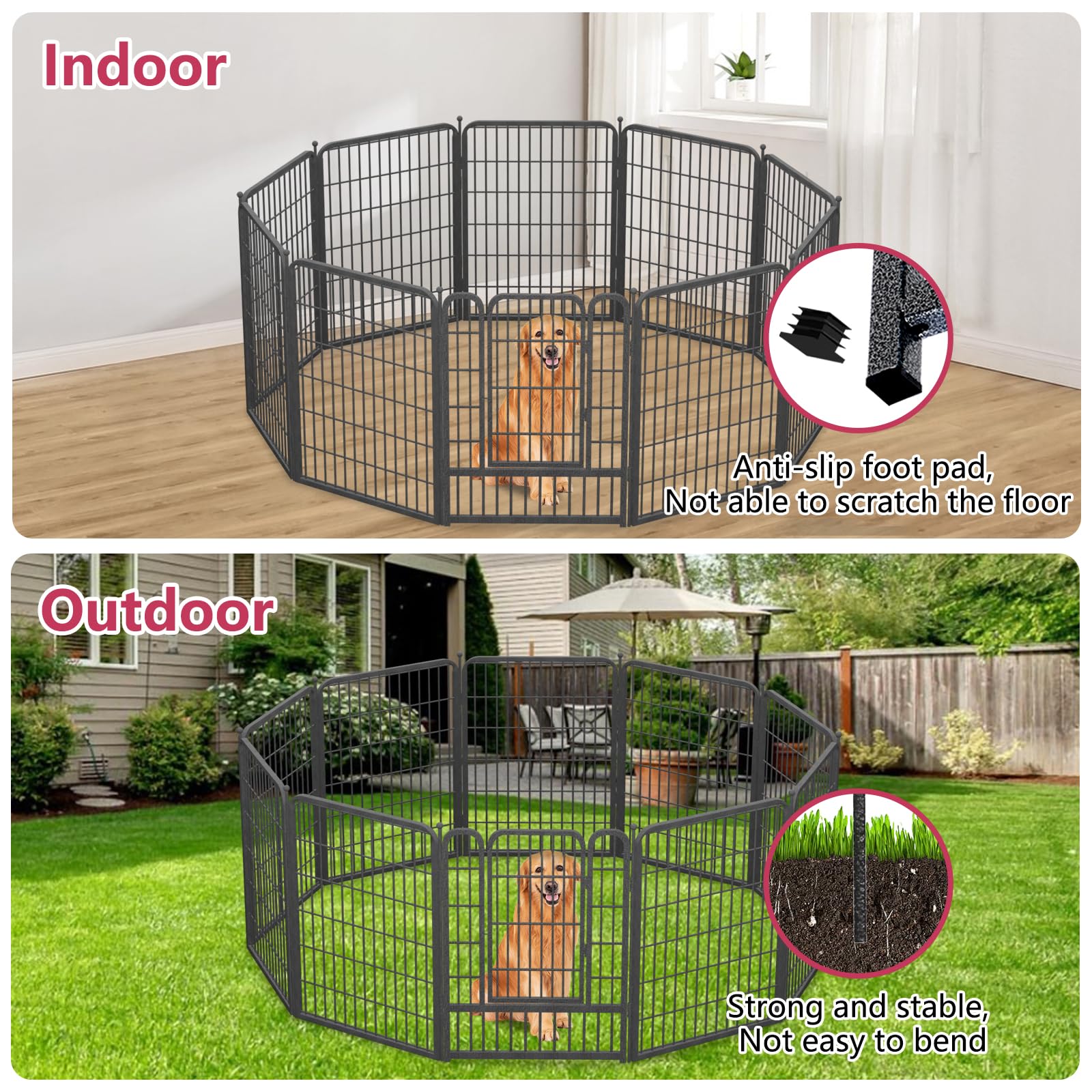 Jhsomdr Dog Playpen 40'' Height 30 Panels Portable Dog Fence Outdoor For Yard Puppy Playpen Indoor Dog Pen Outdoor For Medium/Sm