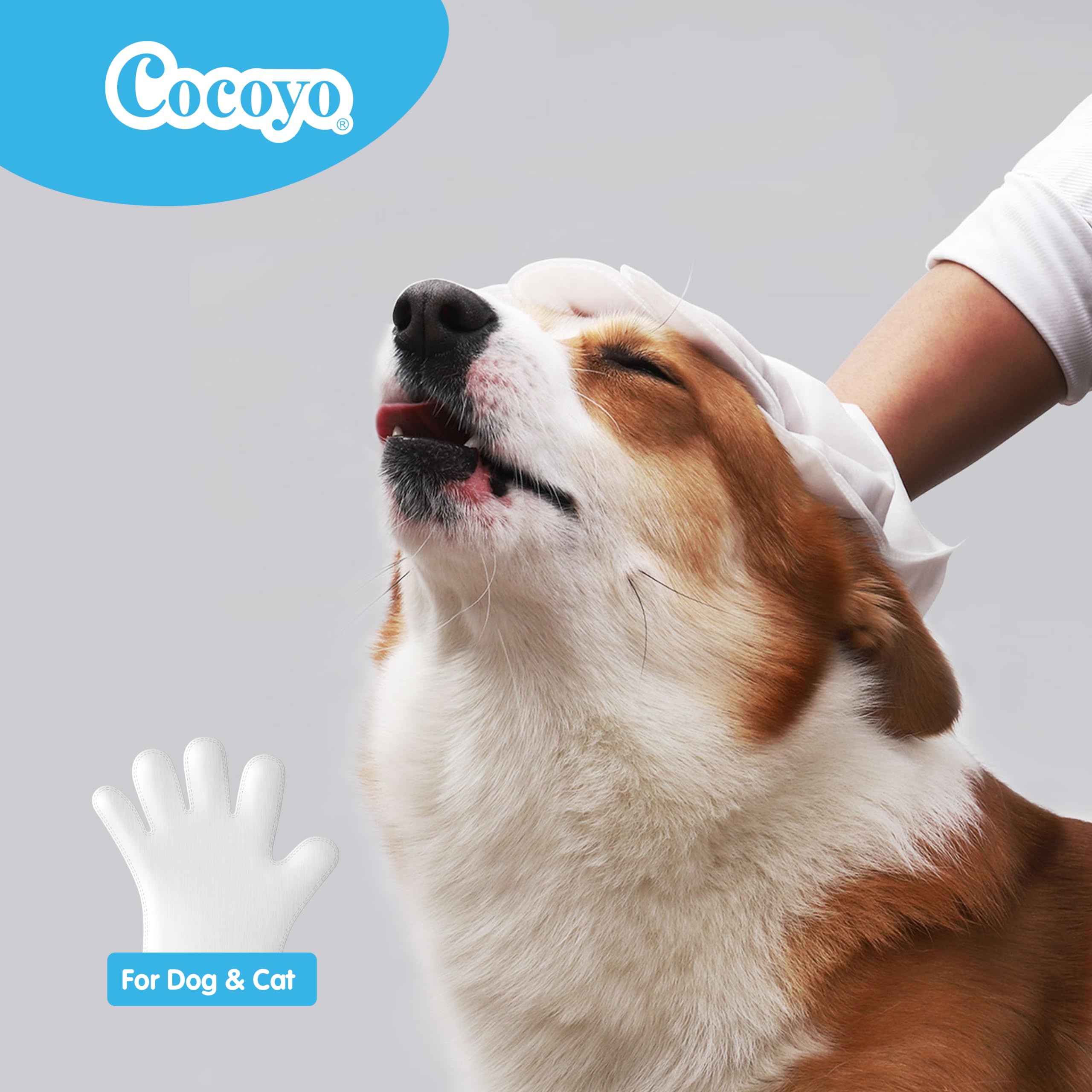 Cocoyo Disposable Grooming Glove Wipes For Dogs & Cats I Fur Deodorizing I Fresh Moutain Pine Scent I Rinse Free & Bathing Glove