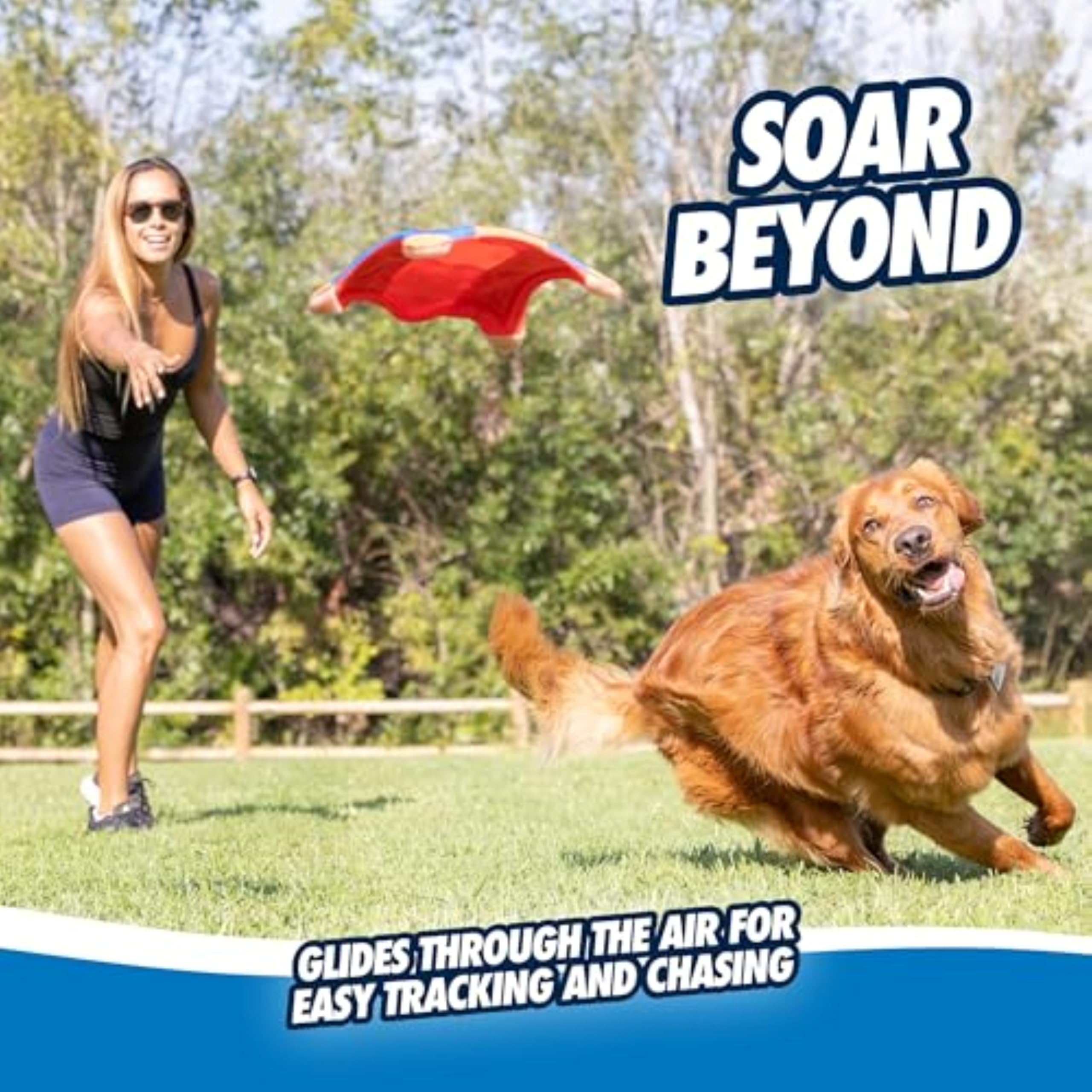 Chuckit! Flying Squirrel Fetch Dog Toy - Water Floating Flyer - Soft and Durable Polyester Canvas Construction - For Medium Dogs