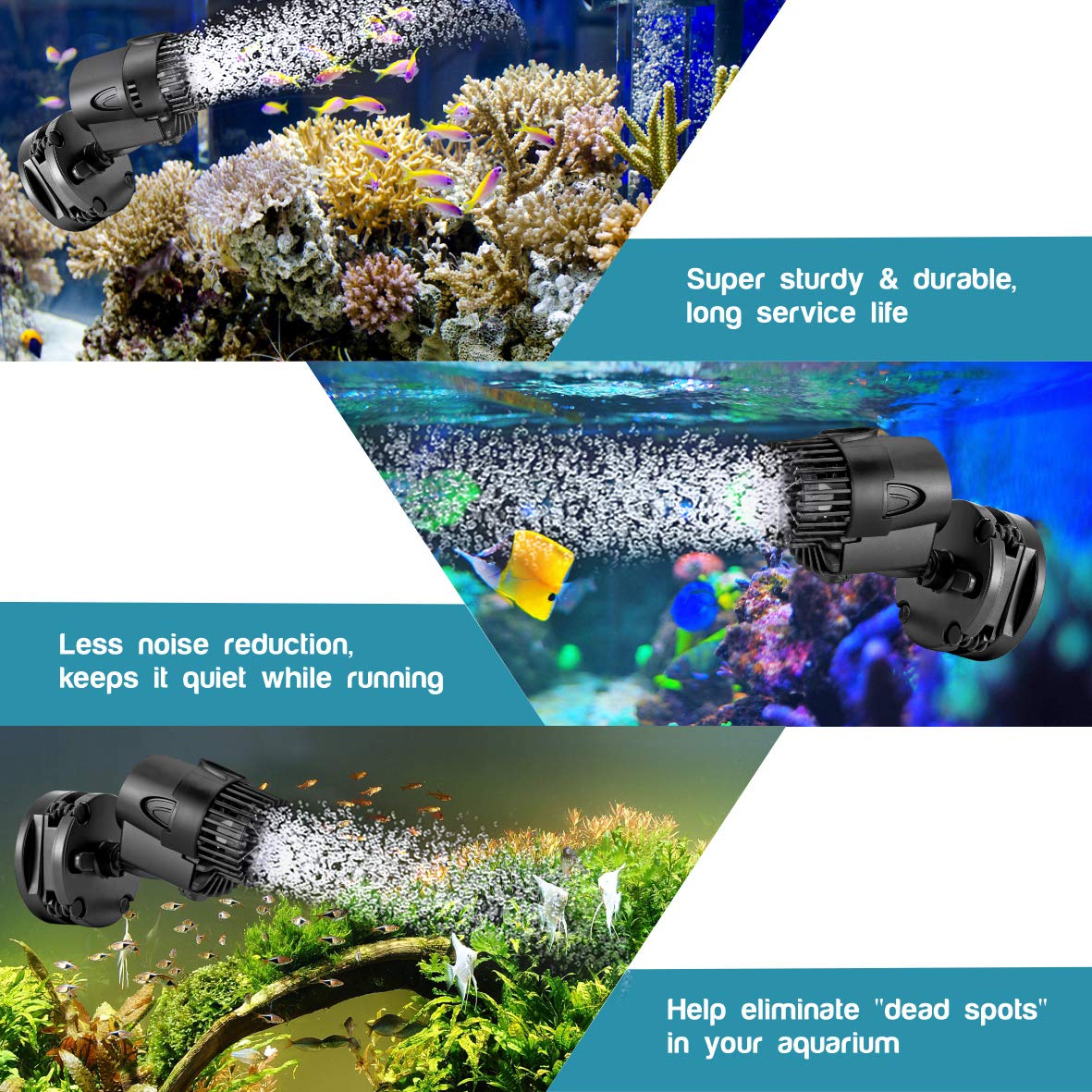 Aqqa Wave Maker Pump, 530Gph Aquarium Circulation Pump 360 Degree Rotatable Submersible Powerhead Pump With Magnet Suction Base For Marine And Freshwater Aquariums(3W)