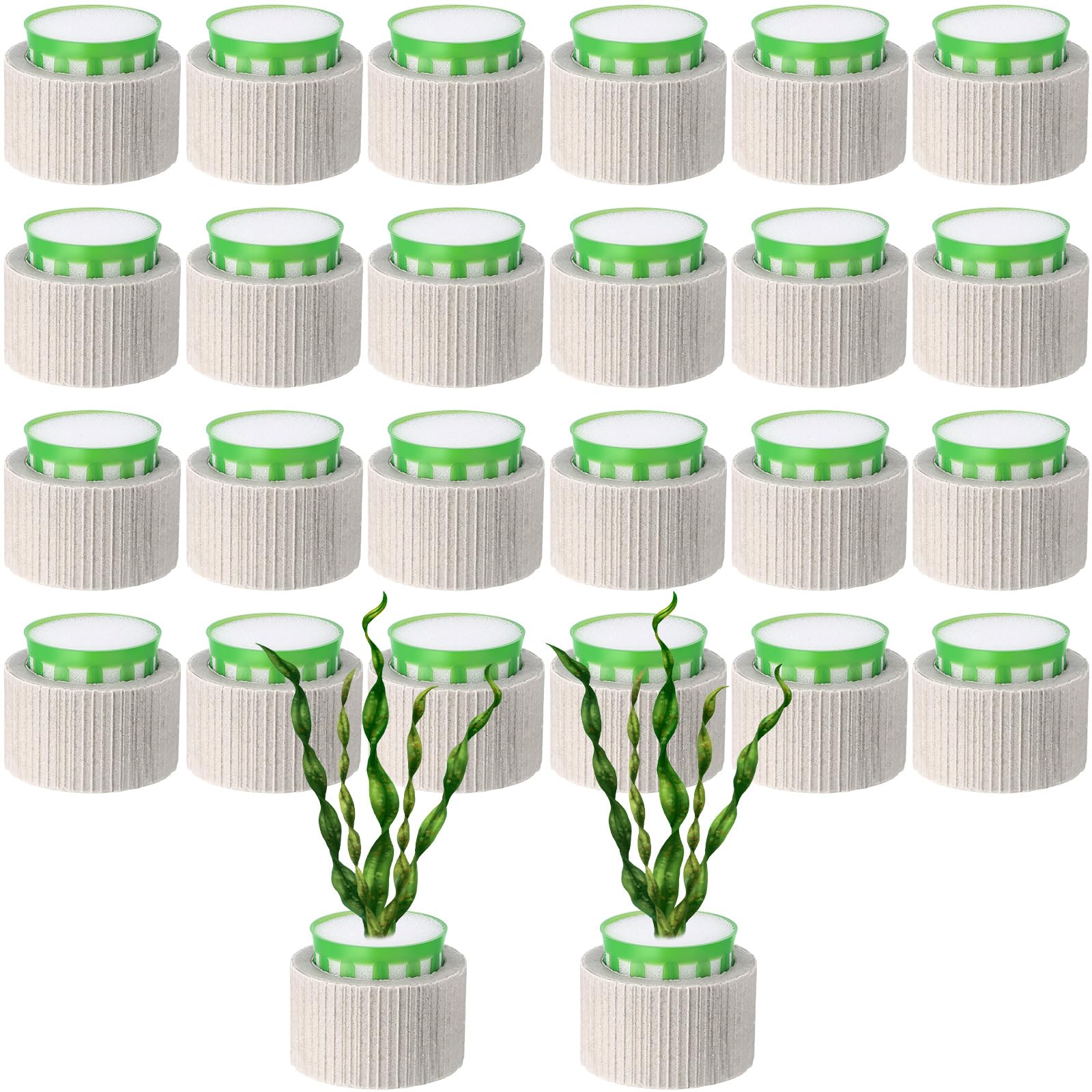 Wonderjune 25 Pack Aquarium Plant Weights Fish Tank Plant Holder Ceramic Anti Floating Aquatic Aquarium Pots Fixed Ring Set for 