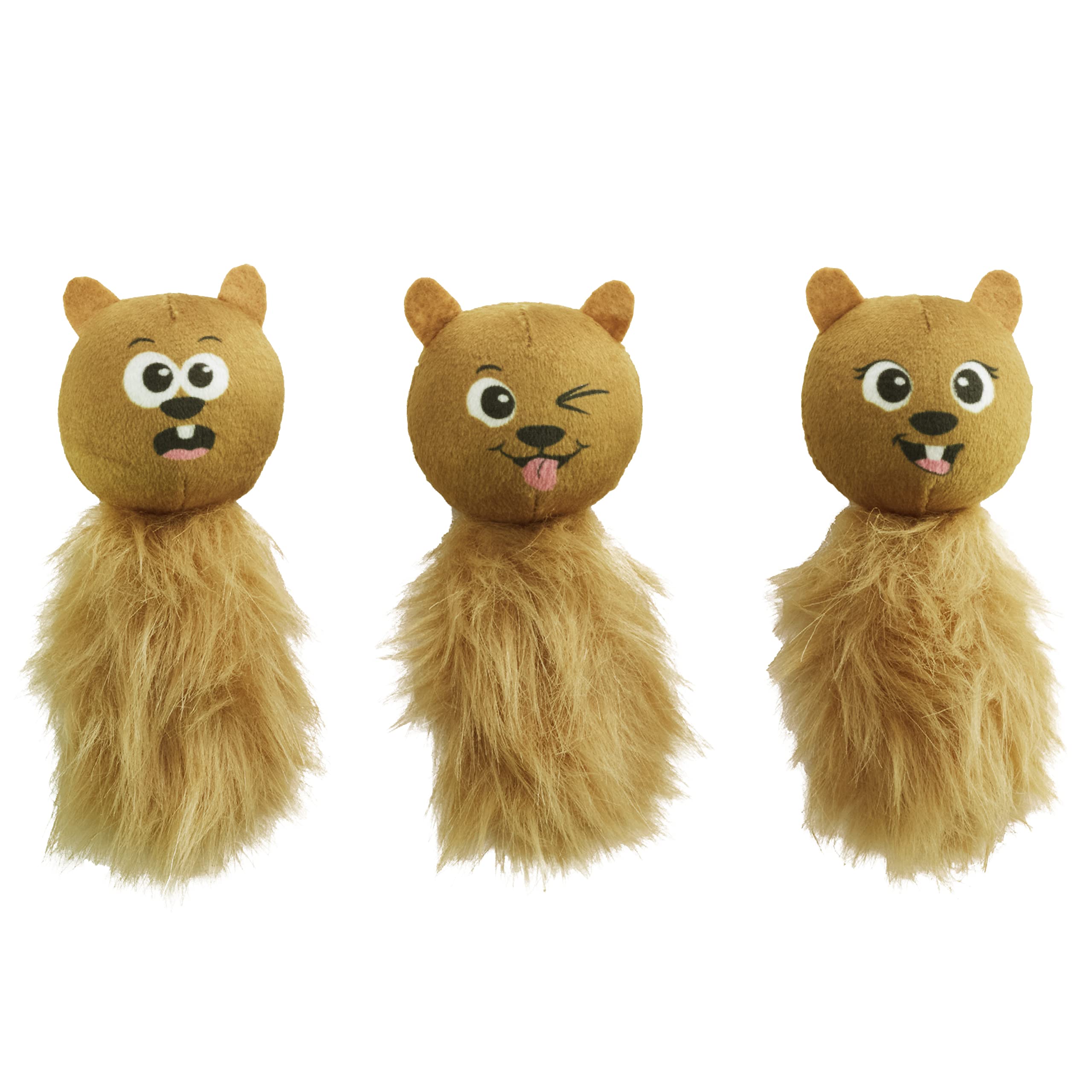 Outward Hound Nina Ottosson Plush Replacement Chipmunk Toys For Snuffle N' Treat Dog Ball Puzzle - 3 Pack
