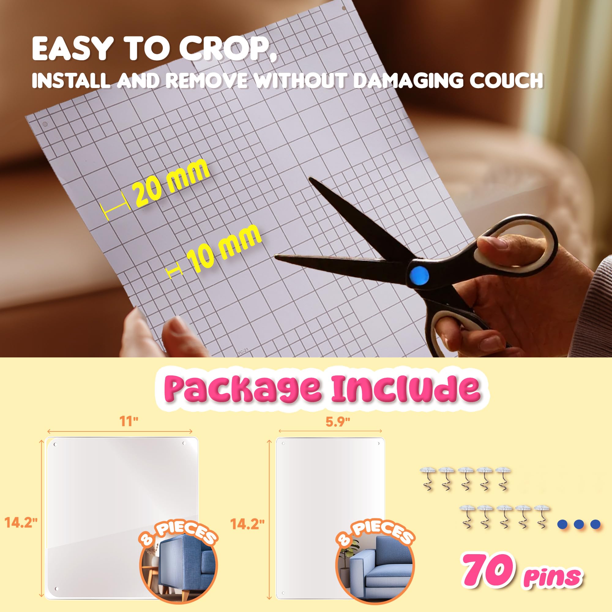 Thlhkd Cat Scratch Furniture Protector: 16 Pcs Couch Protectors Tape From Cats Claws Scratching Single Sided Clear Sticky Sheets