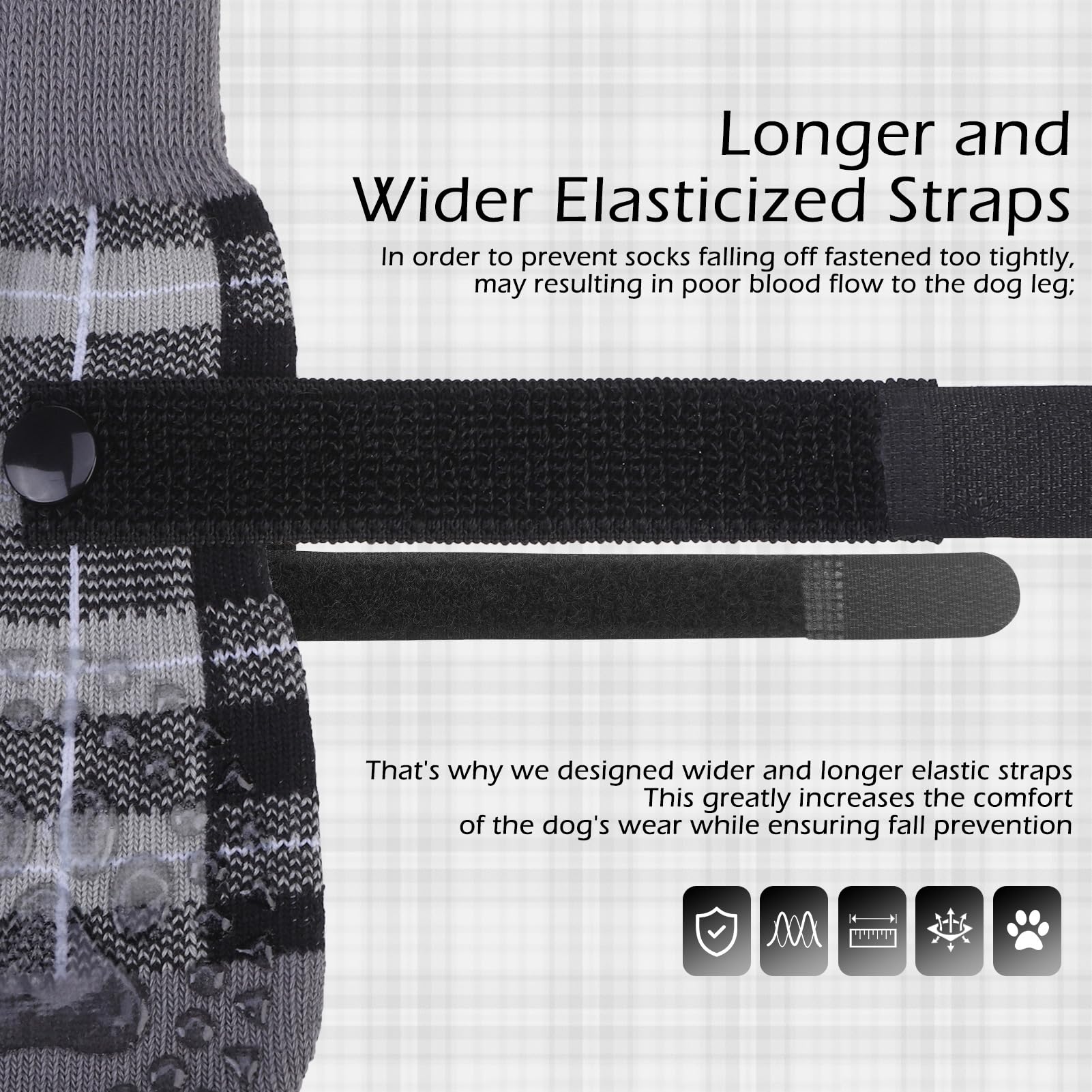 Expawlorer Dog Socks To Prevent Licking Paws, 4 Pcs Double Sided Anti Slip Dog Socks With Grippers, Dog Shoes Grips For Hardwood