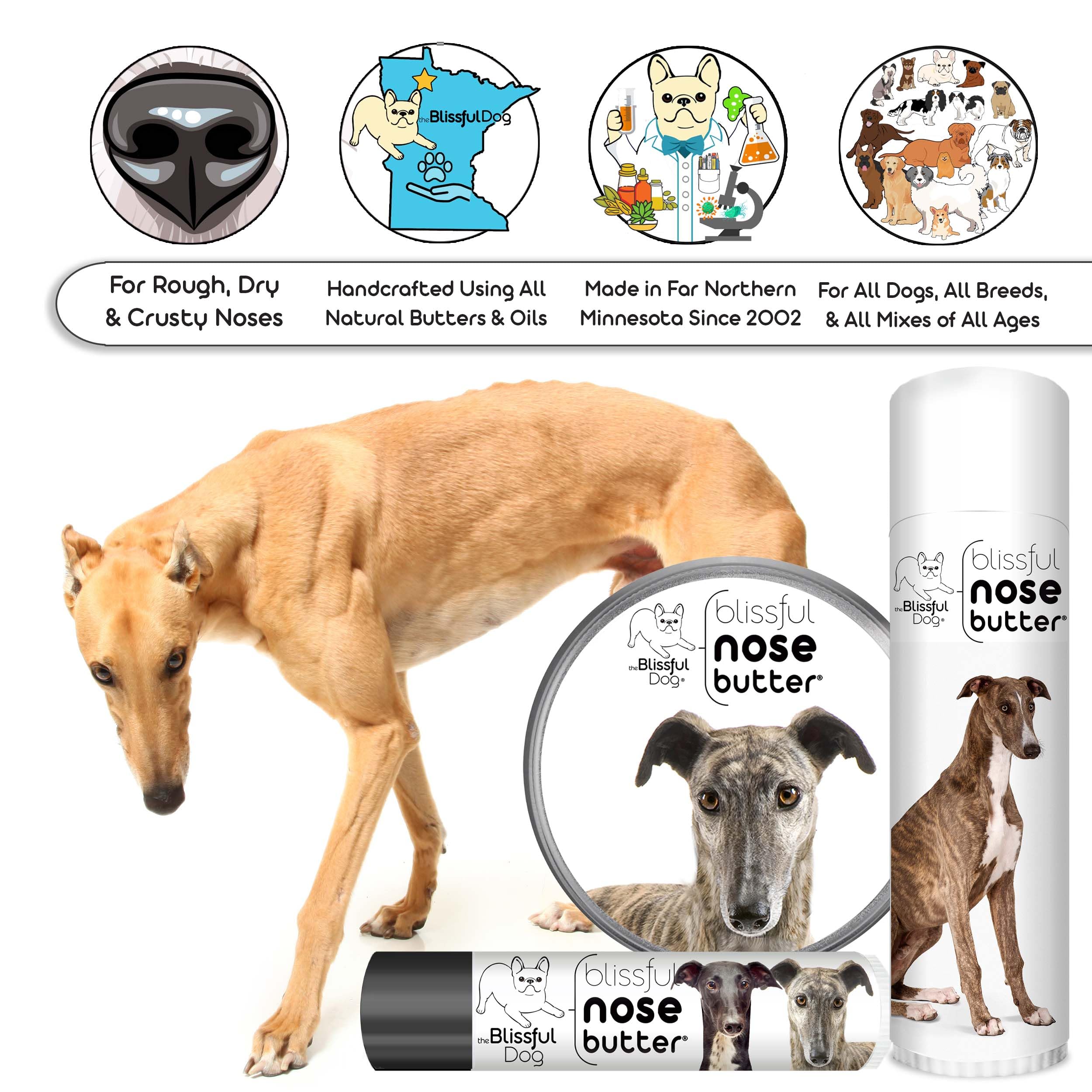 The Blissful Dog Greyhound Unscented Nose Butter - Dog Nose Butter, 8 Ounce