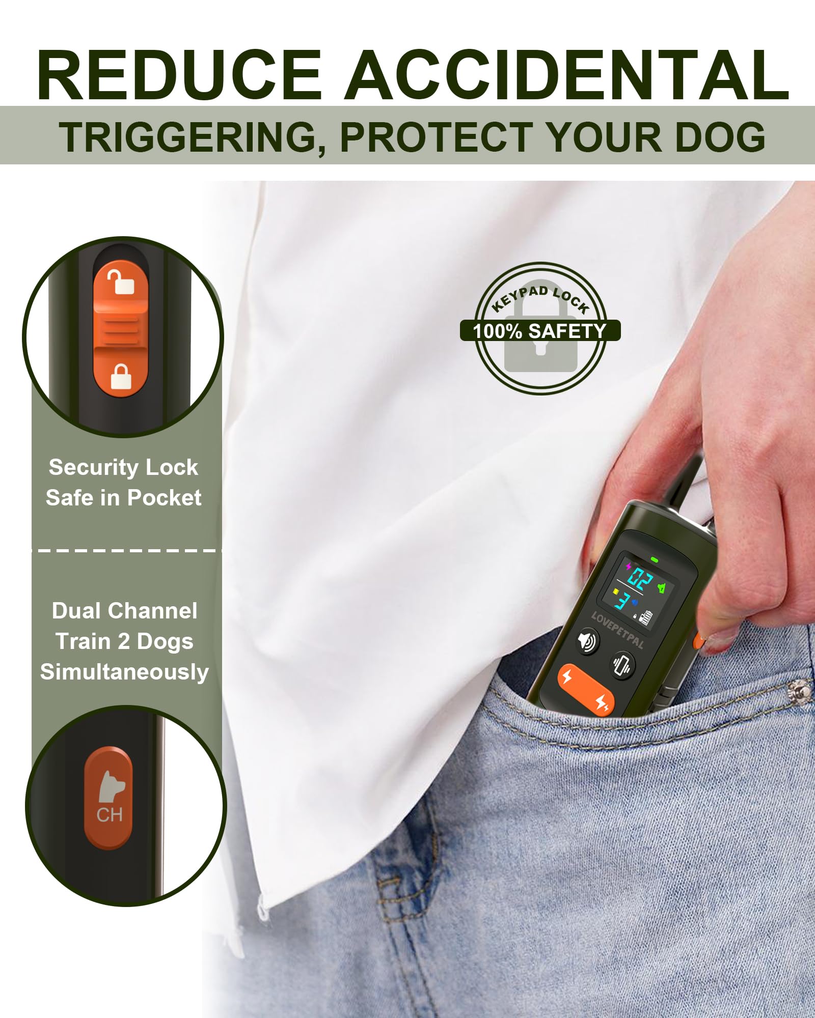 Dog Training Collar With Remote Control, 3500Ft Dog Shock Collar For Small Medium Large Dogs, Ipx7 Waterproof, 4 Training Modes,