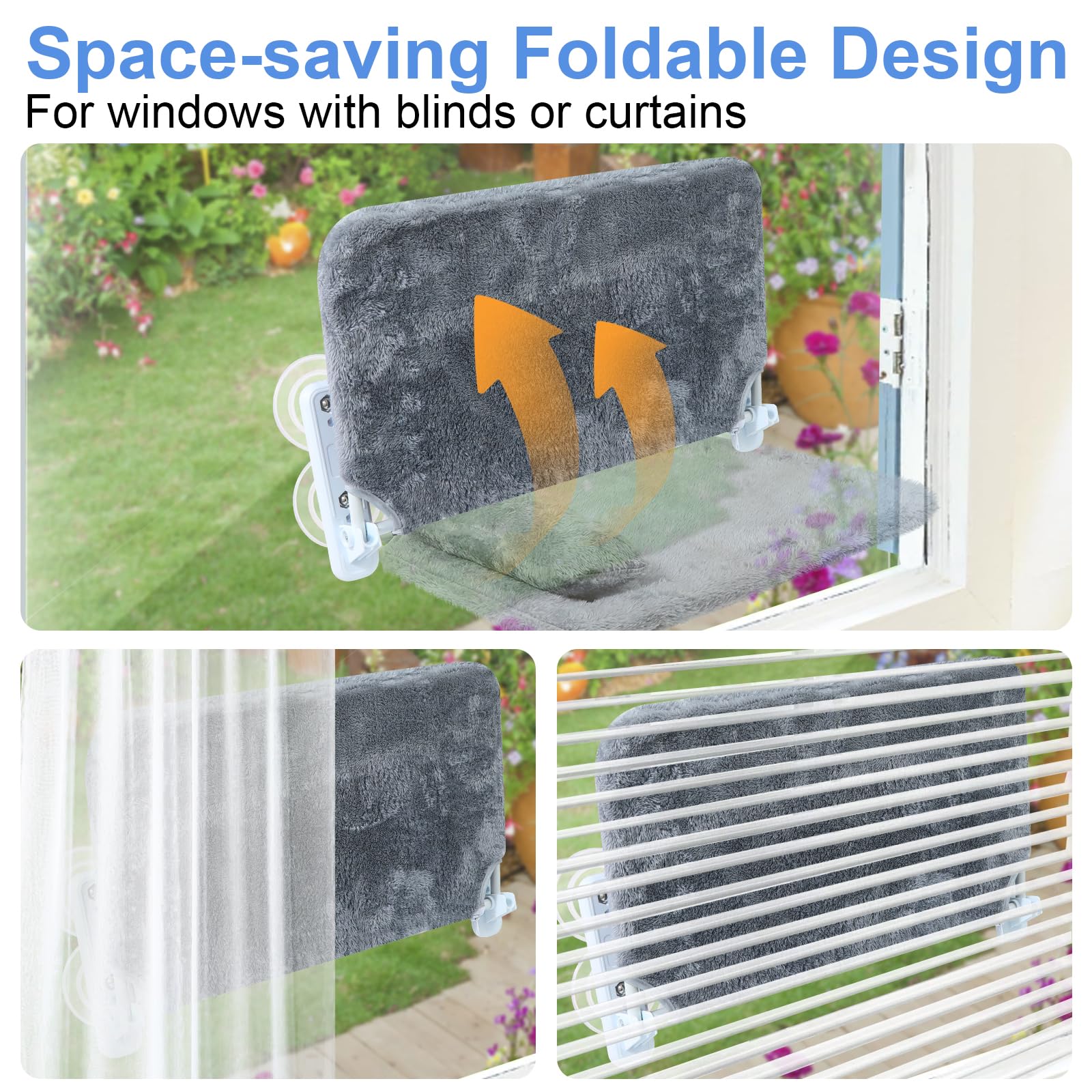 2-Pack Cat Window Perch For Cats Inside Cordless, Sturdy Foldable Cat Hammock Bed For Window With Pillow, Pet Window Seat With M