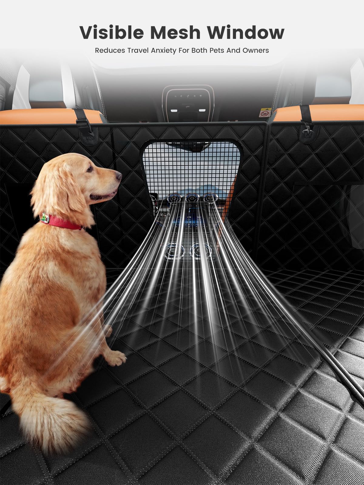 Gardner Pet Dog Car Seat Cover For Back Seat With Hard Bottom Holds 400Lbs, 6-In-1 Back Seat Pet Extender For Dogs With Waterpro