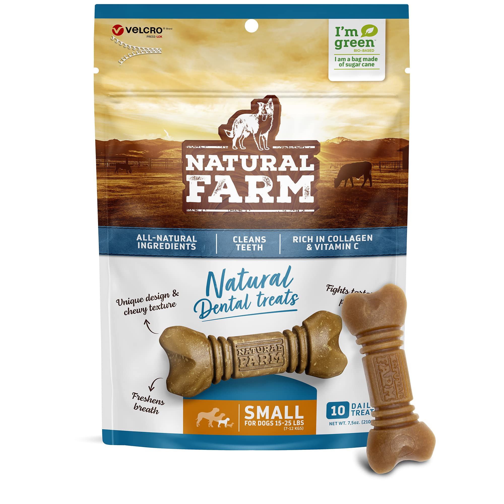 Natural Farm All-Natural Dog Dental Chew, Dog Teeth Cleaning Treats - Fresh Breath, Fight Plaque & Tartar - Canine Mess-Free Ora