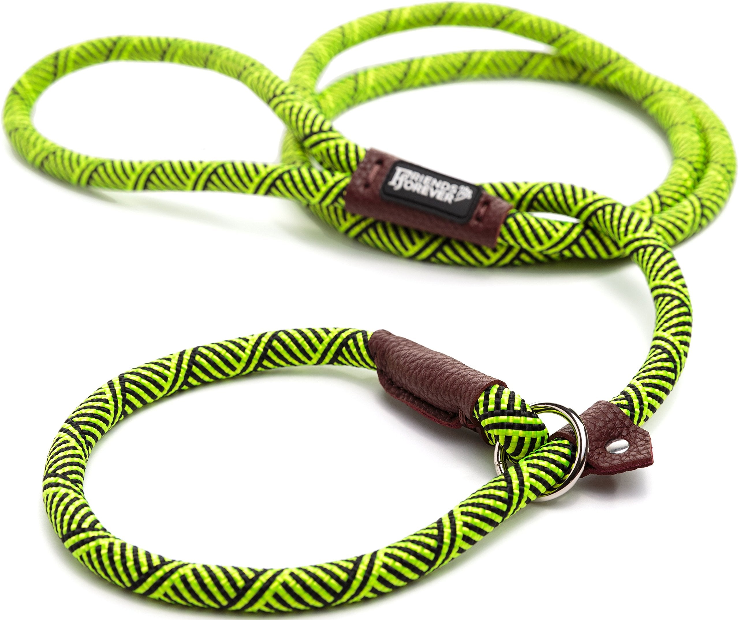Friends Forever Dog Rope Leash, 6ft Reflective Nylon, Heavy Duty, No Pull, Green, Model PET66-0030UPC