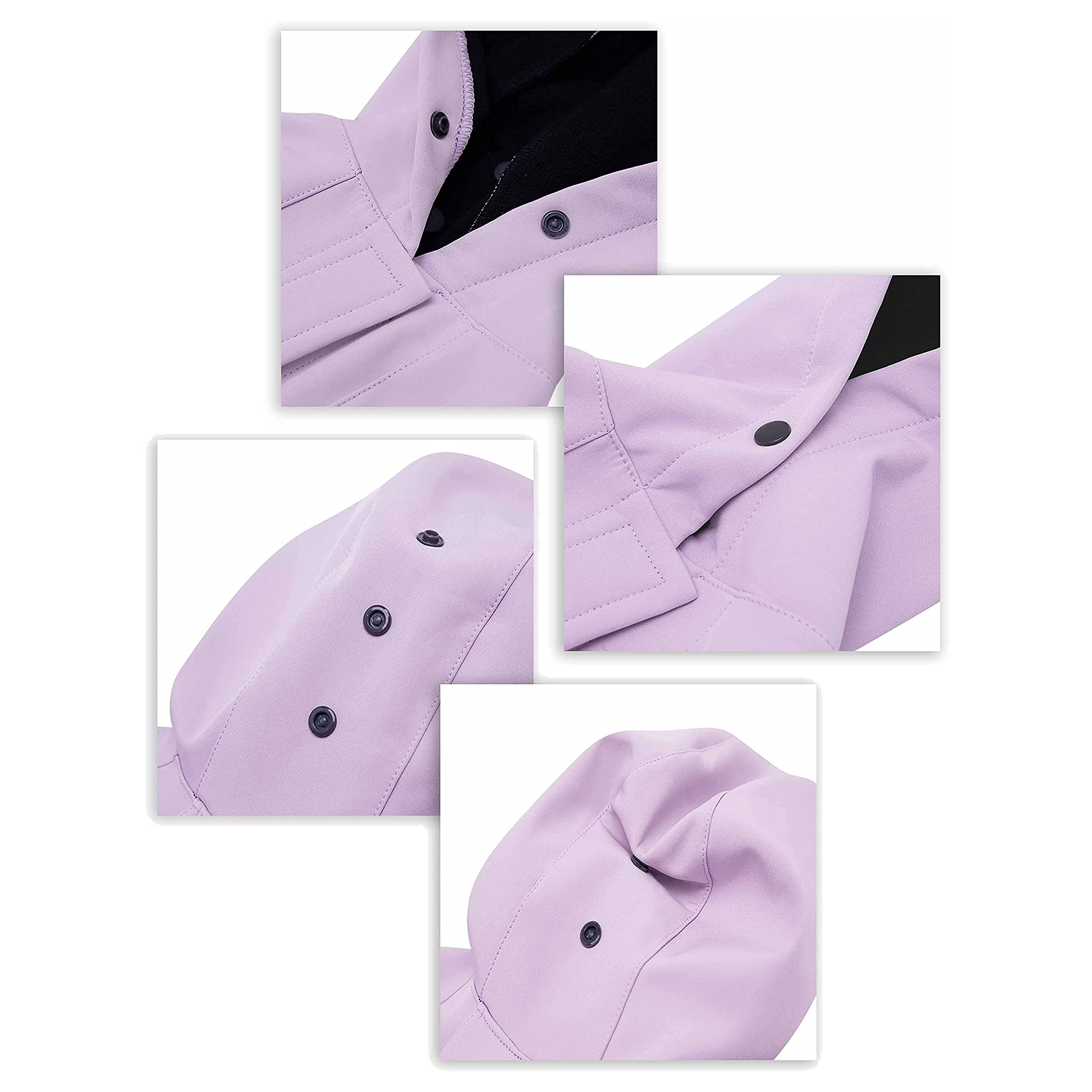 Blueberry Pet 2023 New 14' Waterproof Dog Softshell Jacket, Hooded Raincoat And Windbreaker With Leash & Harness Hole, Lilac, Outdoor Rain Gear For Dogs