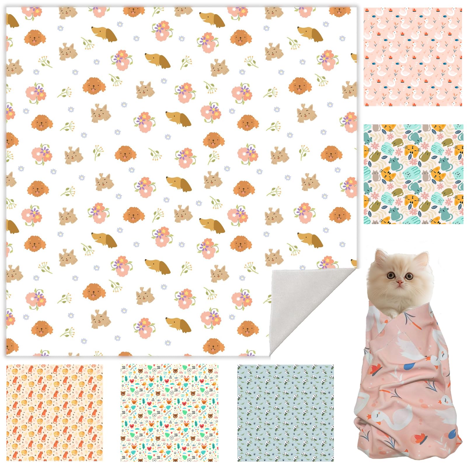 cat grooming cloth wrap, Cat Wrap for Cutting Nails, Self-Adherent Fabric Wrap for Cats, Cat Burrito Wrap Anti-Scratch, Anti-Esc