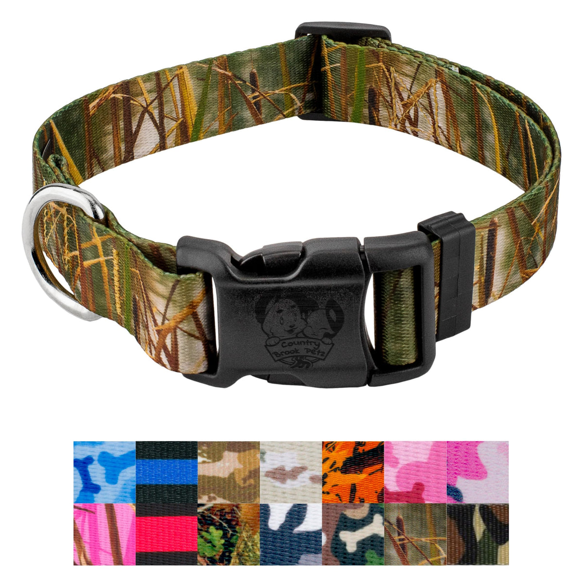 Country Brook Petz - Deluxe Waterfowl Camo Dog Collar - Made In The U.S.A., Camouflage Collection Featuring Rugged Designs (1 Inch, Large)