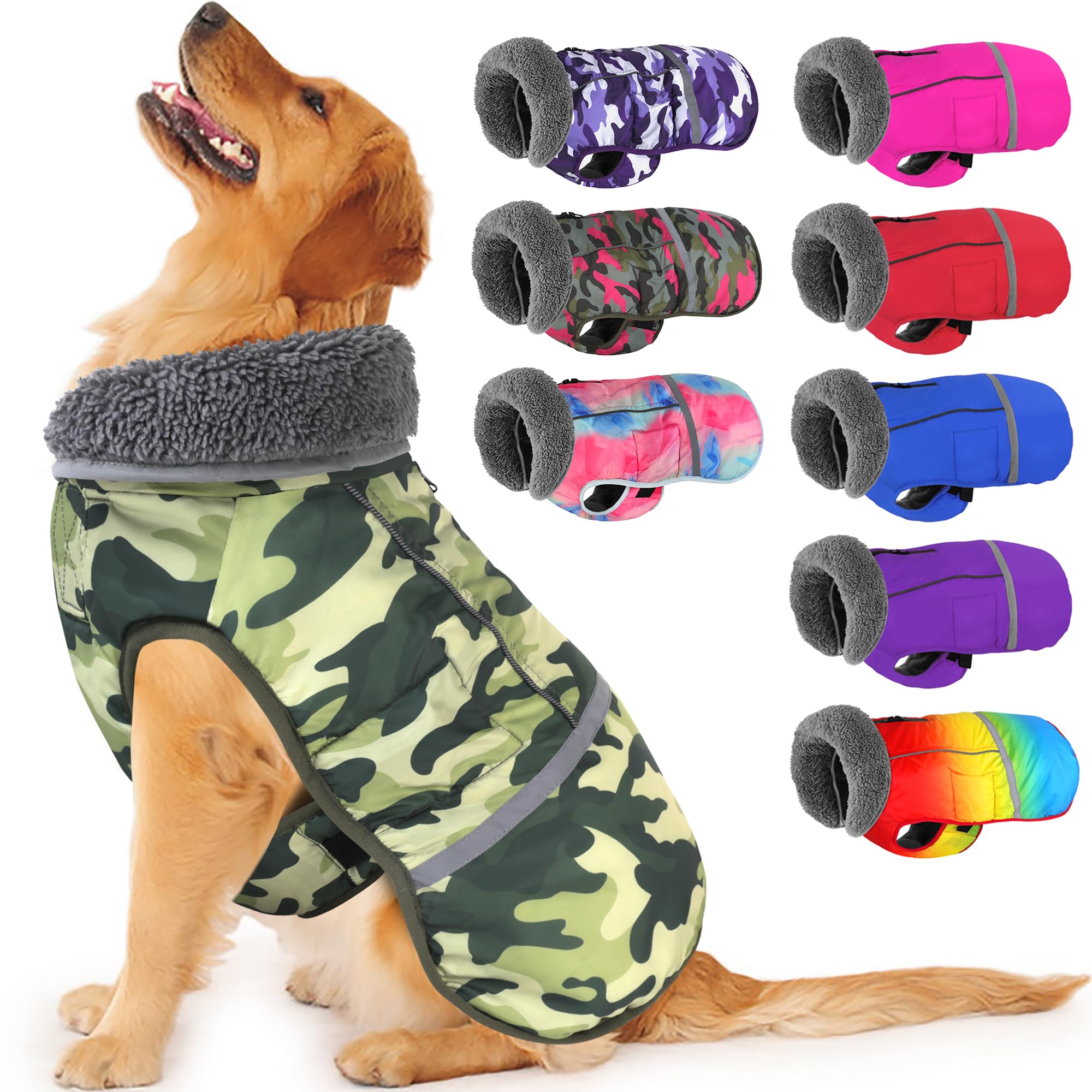 Dogcheer Warm Dog Coat - Waterproof, Reflective, Adjustable Winter Jacket With Buckle - Christmas Snow Jacket - Cozy Cold Weathe