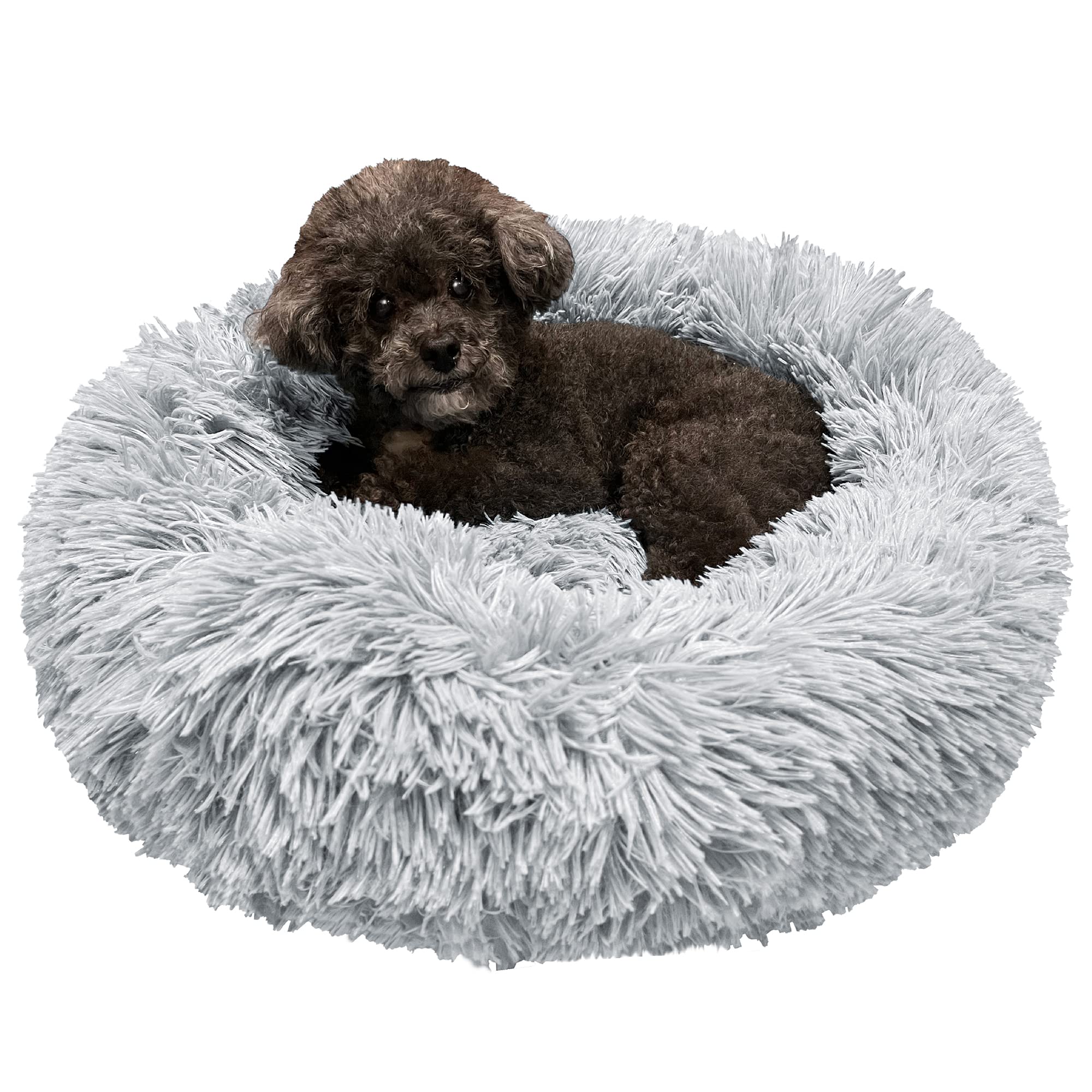 Petami Small Calming Dog Bed For Dogs Puppy, Round Washable Pet Bed For Cat Kitten, Anti Anxiety Dog Bed Cuddler For Couch, Fluf