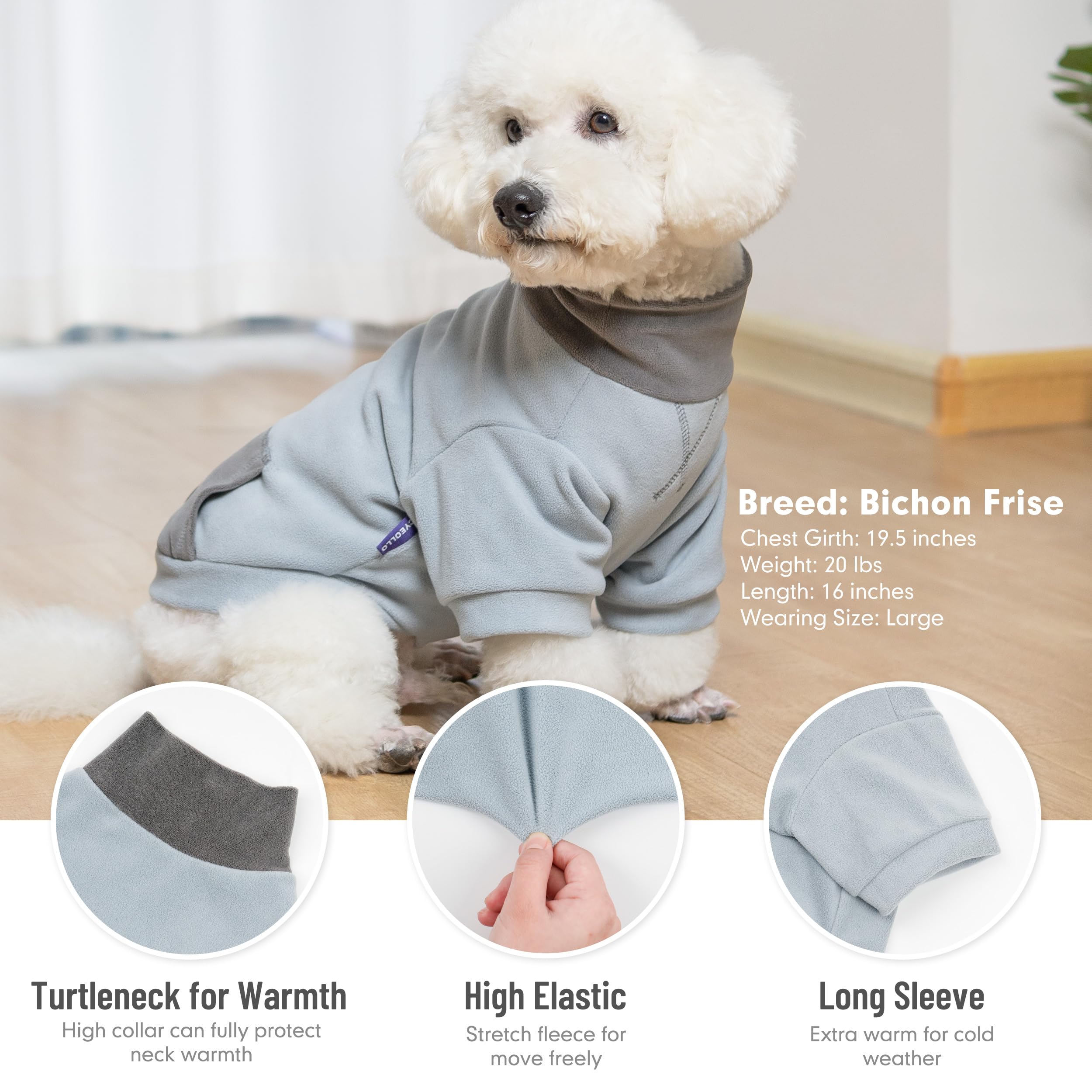 Cyeollo 2 Pack Dog Sweaters For Small Dogs, Soft Turtleneck Sweatshirt For Small Dogs Male, Warm Dog Clothes, Stretchy Comfortab
