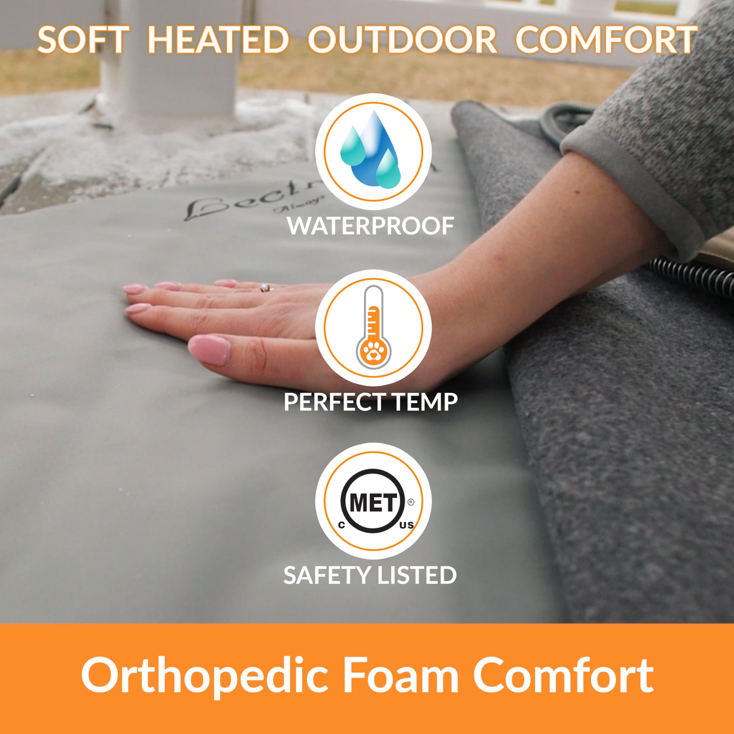 K&H Pet Products Lectro-Soft Outdoor Heated Dog And Cat Bed, Electric Thermostatically Controlled Orthopedic Pet Pad Tan Large 25 X 36 Inches