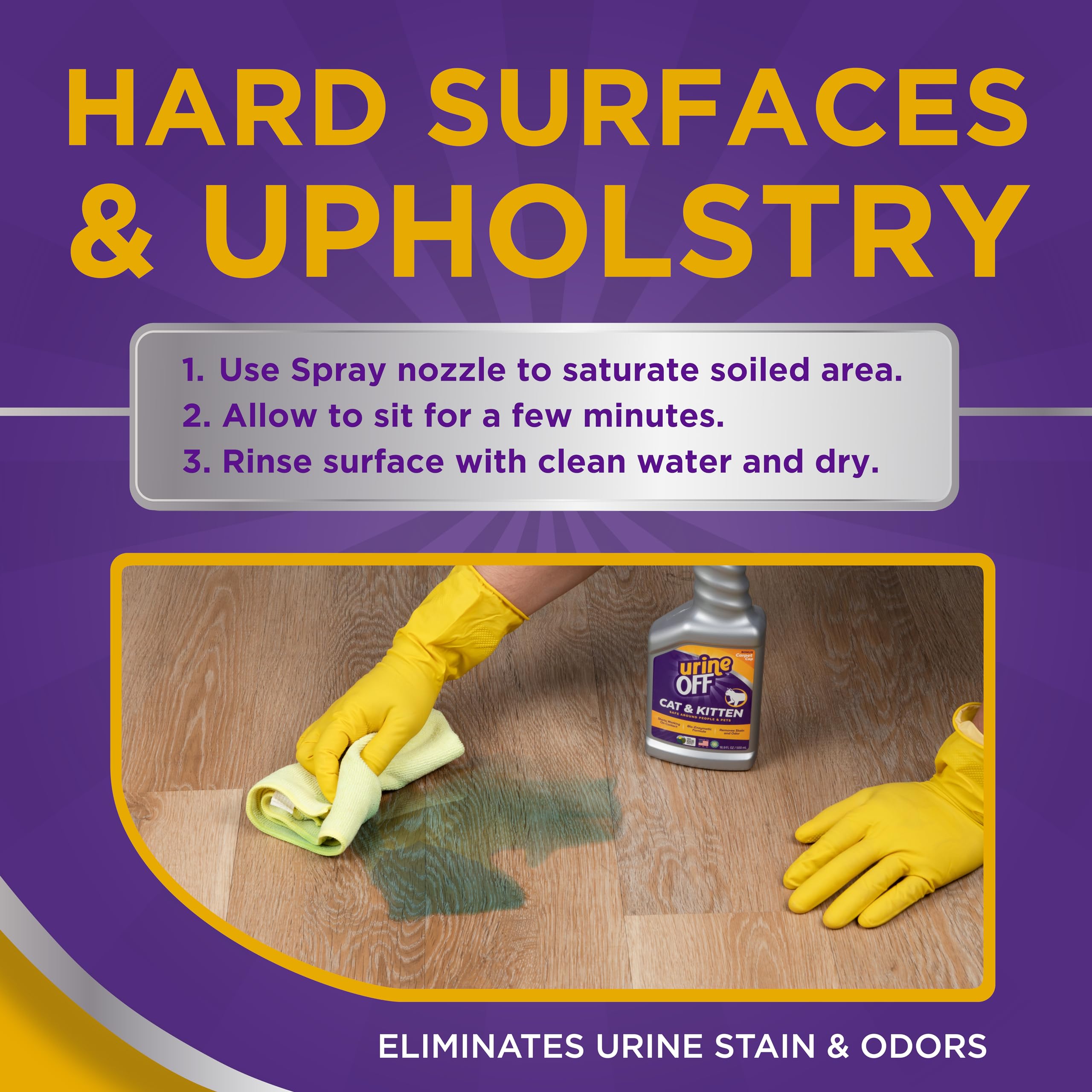 Urine Off Kitten & Cat Odor & Stain Remover | Fresh Scent Carpet Cleaner Spray | Bio Enzymatic Stain & Urine Odor Eliminator | Pet Safe Cleaner | 16.9 Oz.