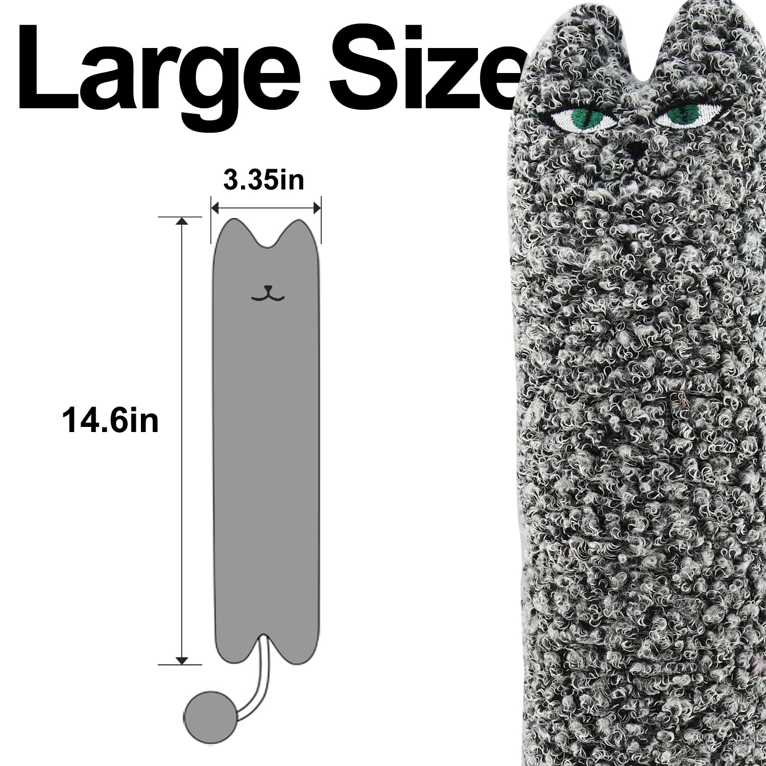 TTcat Catnip Silvervine Matatabi Pillow for Cats & Kittens,Cat Kicker Toy,Large Size Cat Pillow Soothing Plush Cat Toy(Grey).