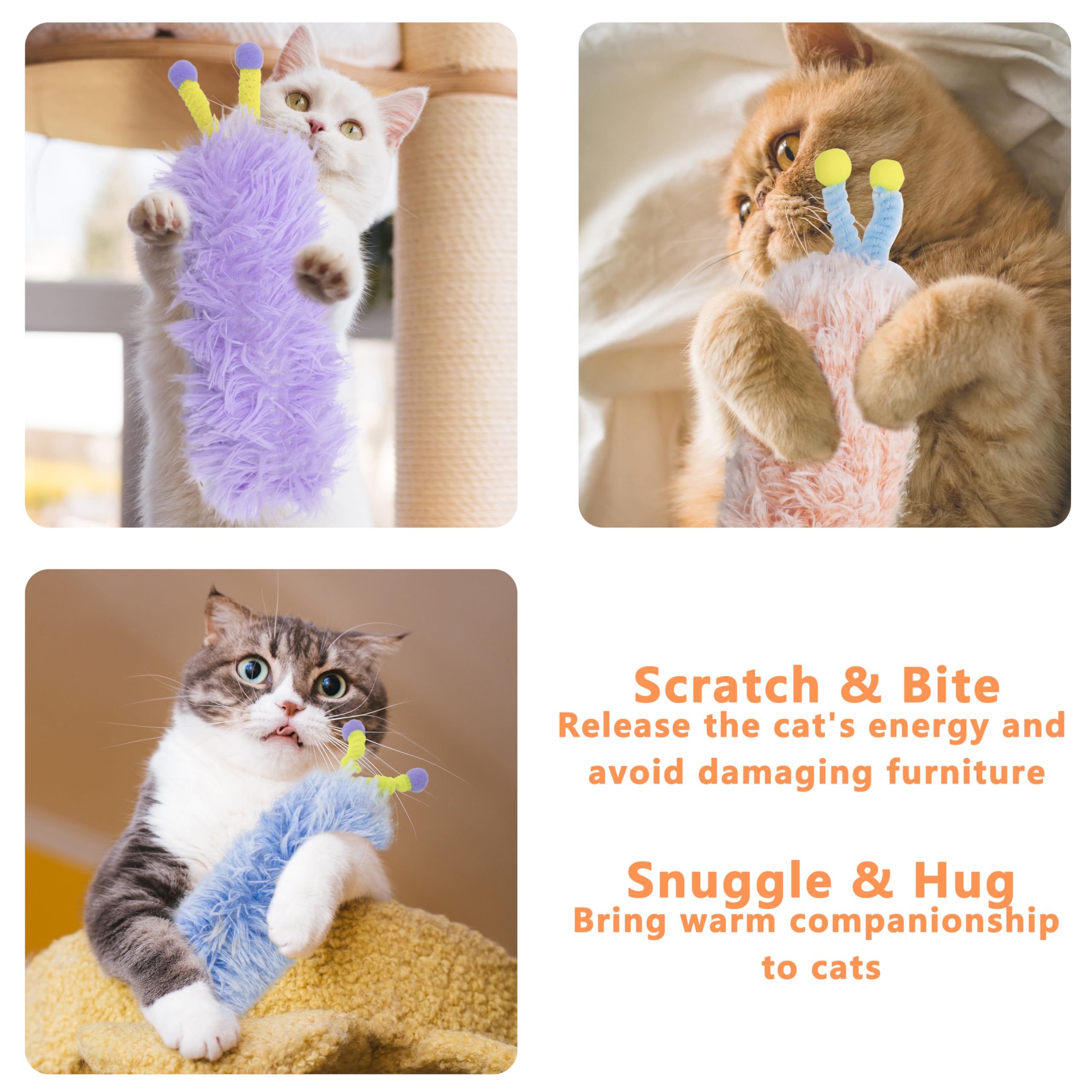 Maiiu 3 Pack Catnip Toys,Soft And Durable Cat Pillows Toys, Rich Color Cat Toys With Antennae, Indoor Interactive Cat Kicker Toy