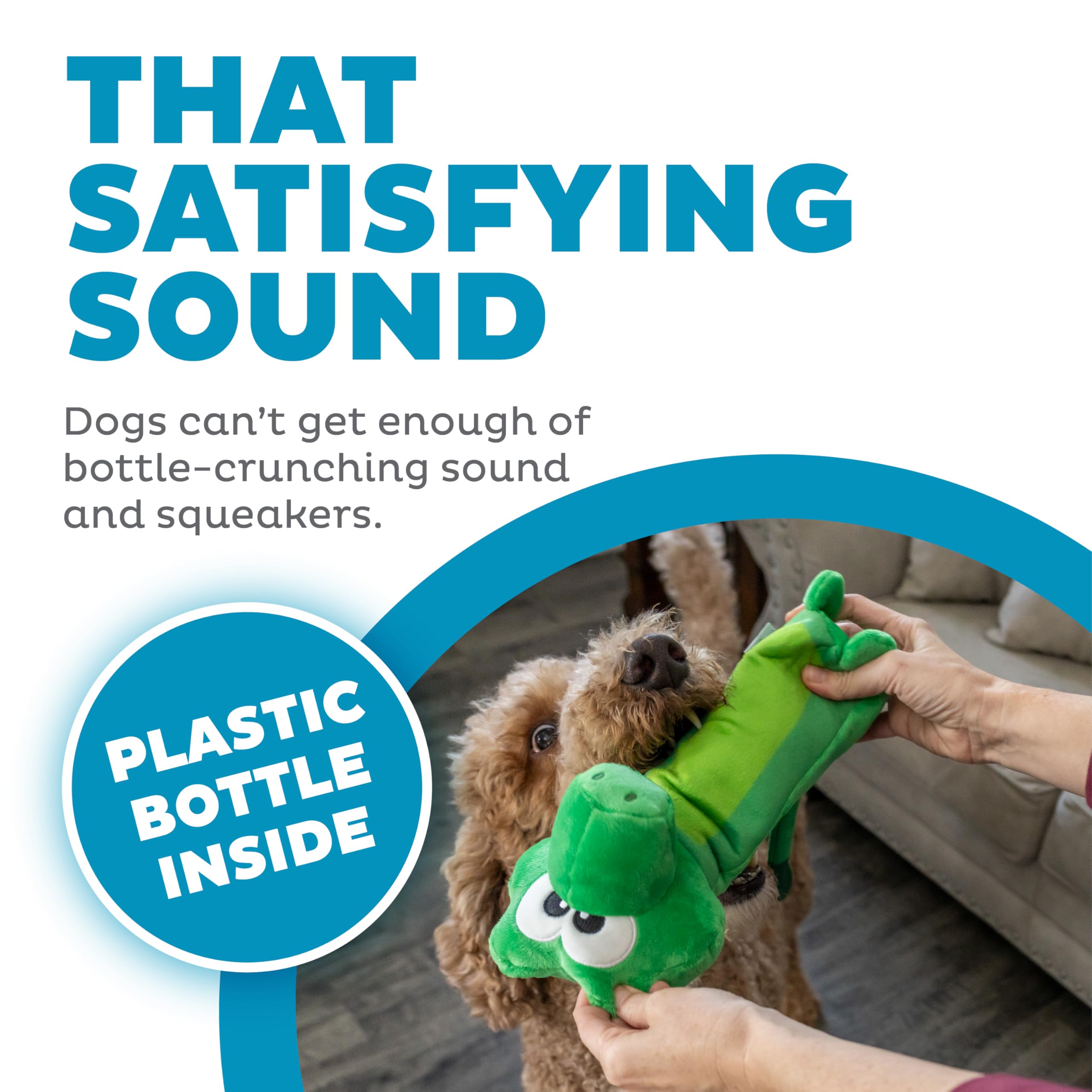 Outward Hound Bottle Bros Alligator Durable Cracking, Crinkling, Squeaking Dog Toy, Green, Medium