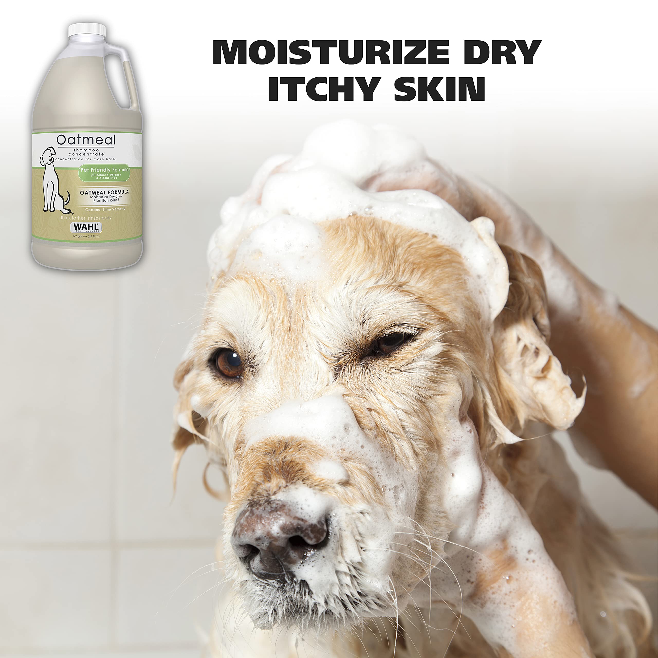 Wahl Usa Dry Skin & Itch Relief Pet Shampoo For Dogs – Oatmeal Formula With Coconut Lime Verbena - 64 Oz - Model 821004-050