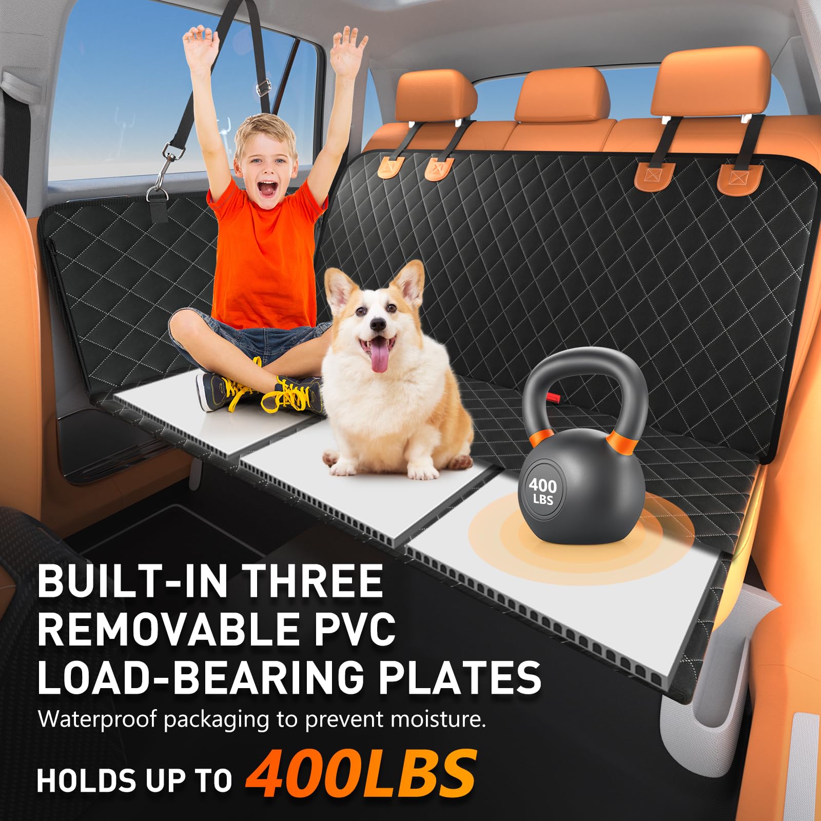 Dog Car Seat Cover For Back Seat 2025 Upgraded 100% Waterproof And Scratch Resistant Rear Seat Hard Bottom Extension - Dog Car S