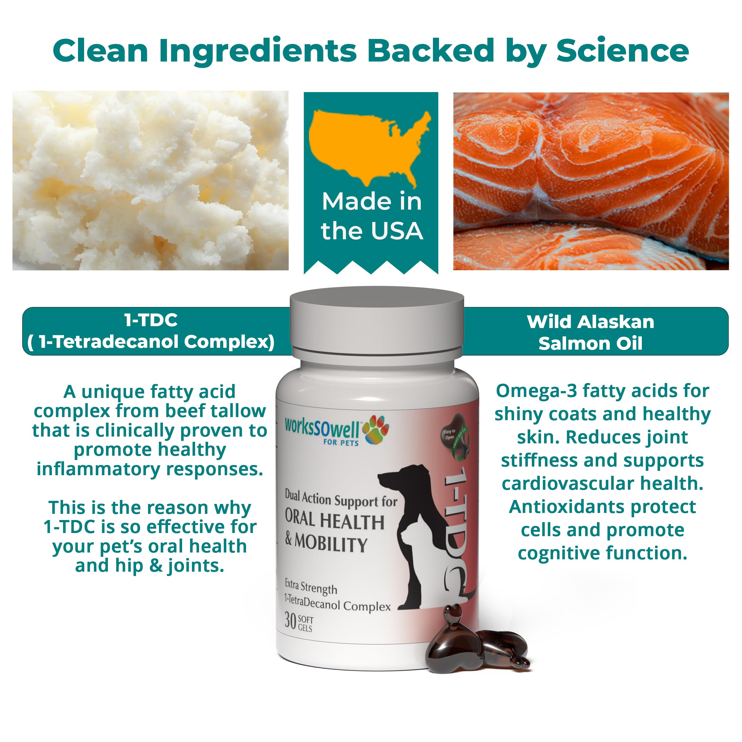 1TDC WorksSoWell Dual Action Joint Supplement for Dogs & Cats - Hip and Joint Supplement for Large Breed & Small Breed - Also Gr