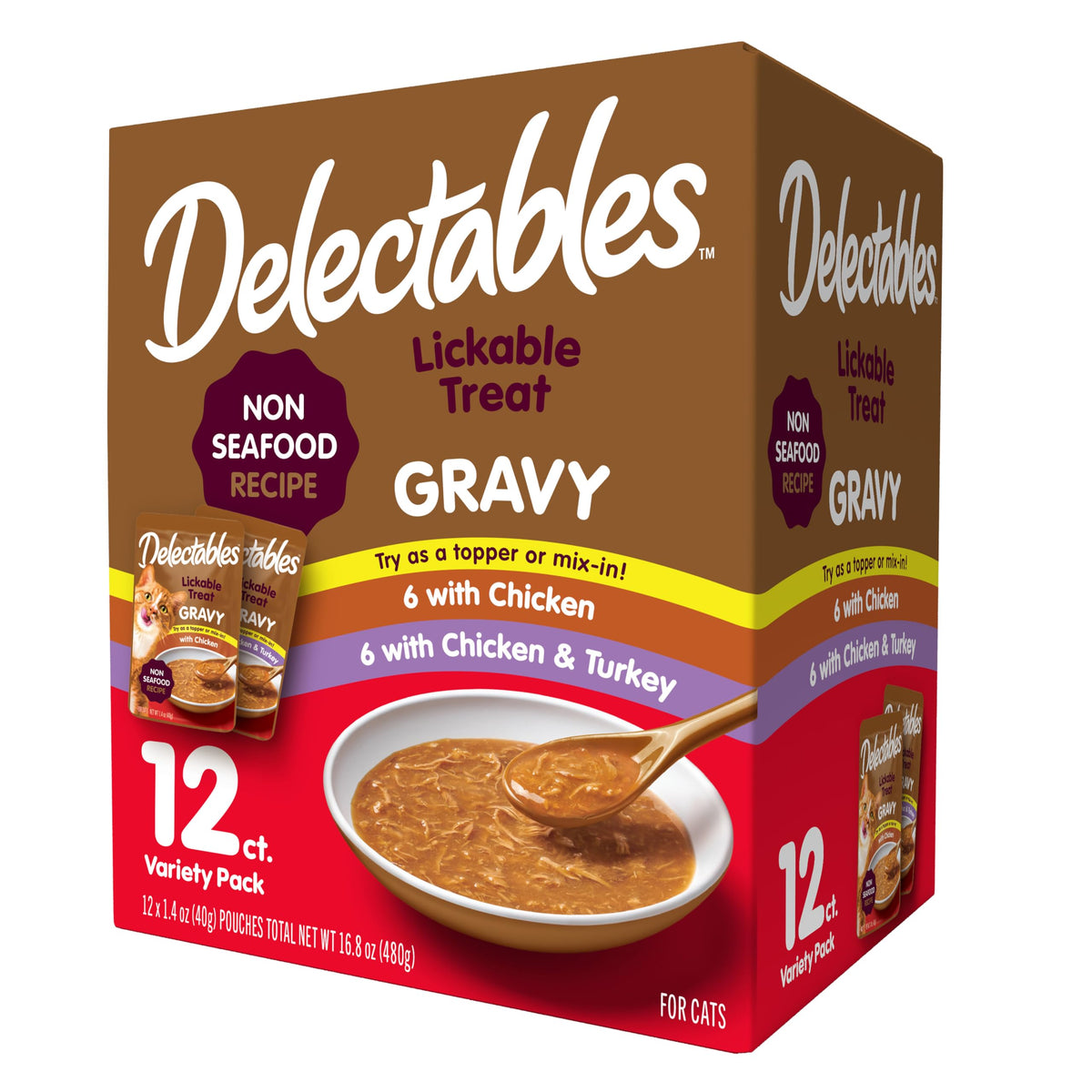 Hartz Delectables Gravy Non-Seafood Lickable Wet Cat Treat & Food Topper, Chicken Flavor Variety, 12 Pack, 1.40 Ounce (Pack Of 12)