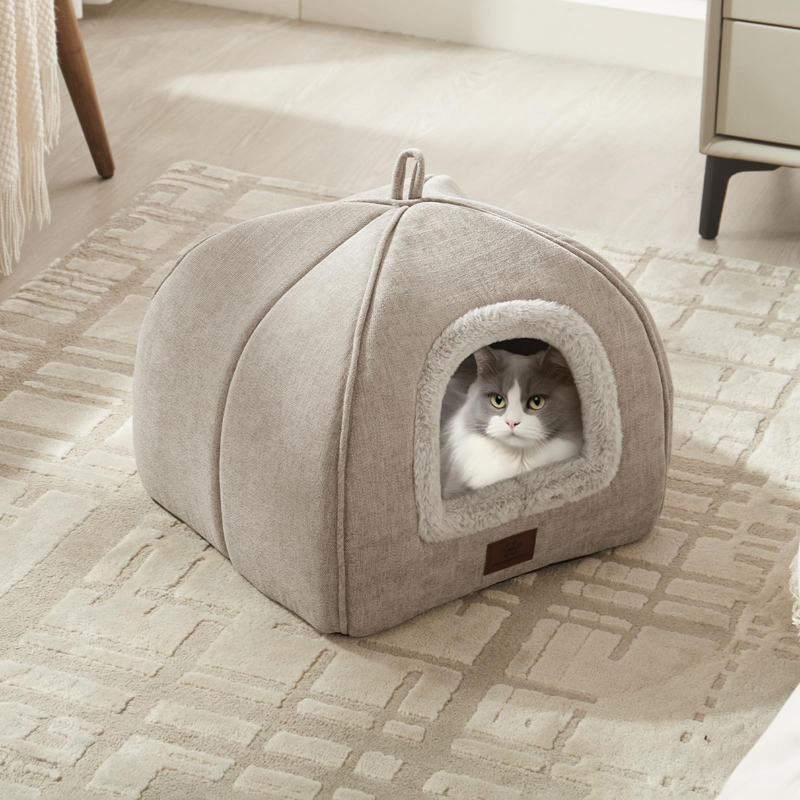 Cat Bed For Indoor Cats - Cat House Cats Tent With Removable Washable Cushioned Pillow, Soft And Self Kitten Beds,For Small And
