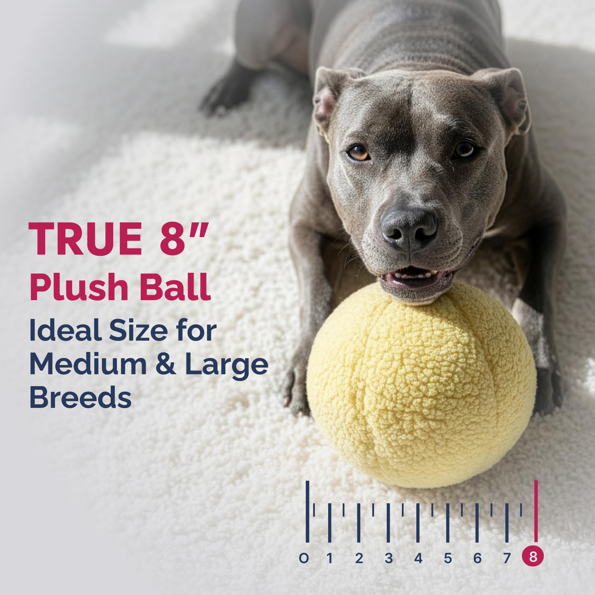 Petlou Dog Fleece Ball Chew Toy, 8
