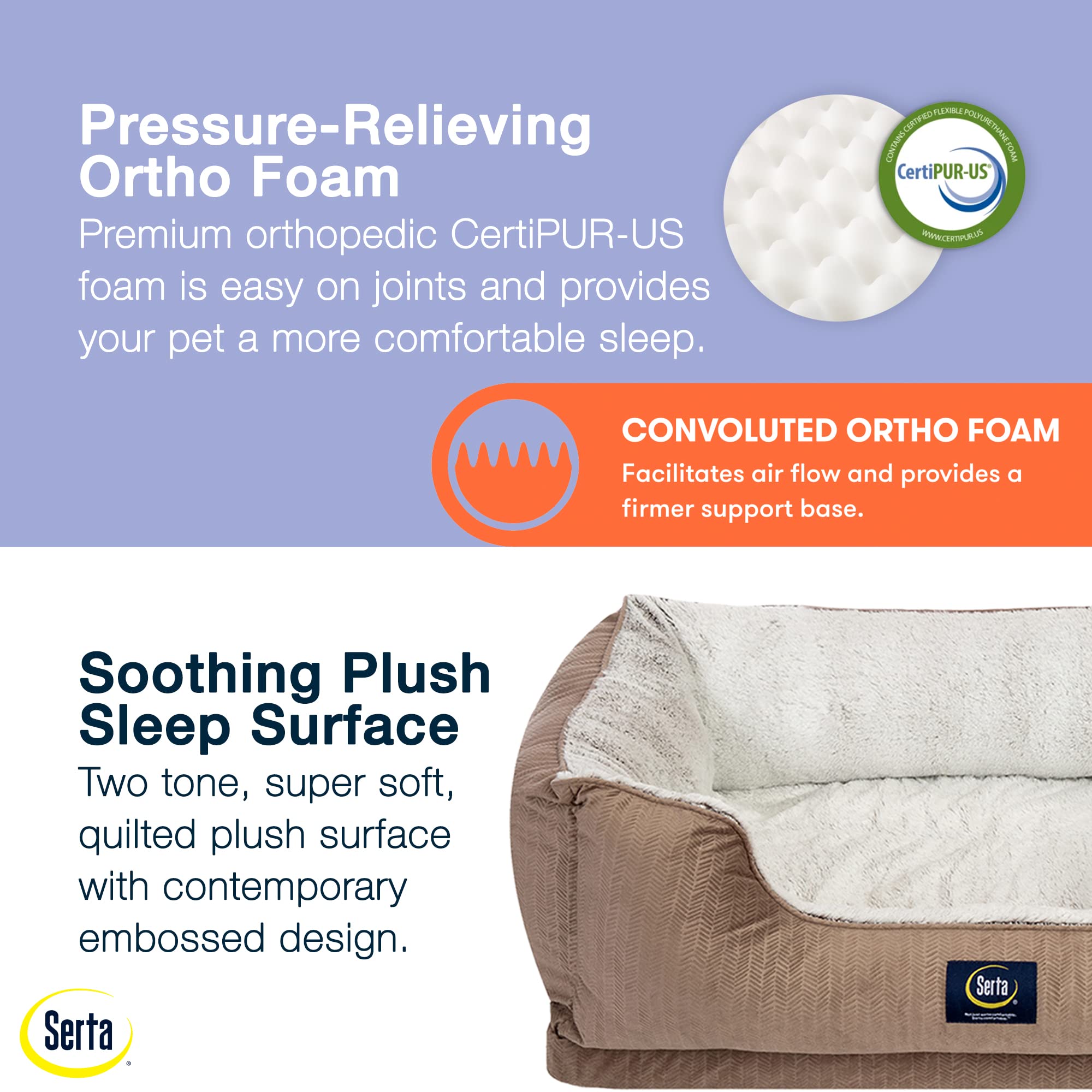 Serta Orthopedic Cuddler Dog Bed For Pets - Chocolate Brown (Large)