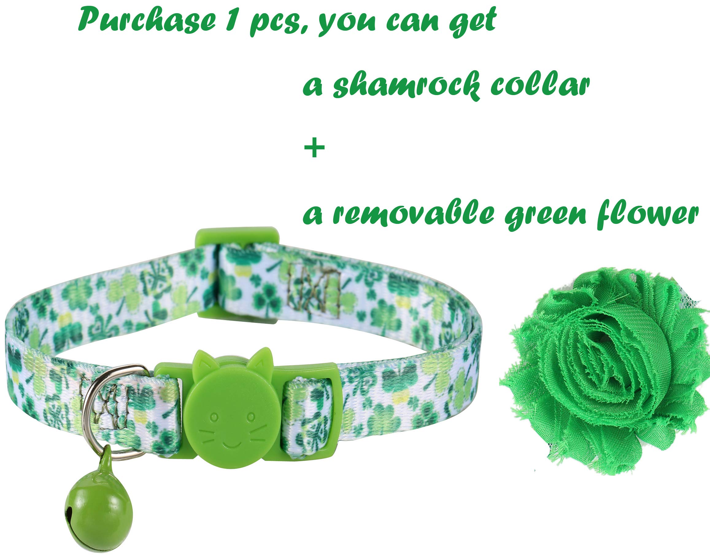 Boombone Cat St Patricks Day Collar Flower,Breakaway Puppy Collars Charms Pet Irish Accessories