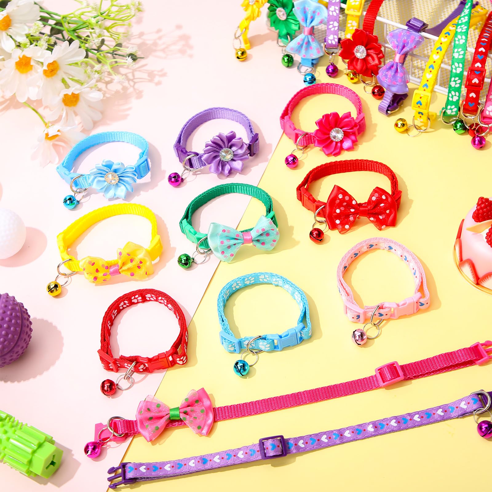 Saintrygo 22 Pack Dog Bow Tie Collar - Adjustable Bowtie, Flower Neck Tie For Medium Small Dog Cat Puppy(Trendy)